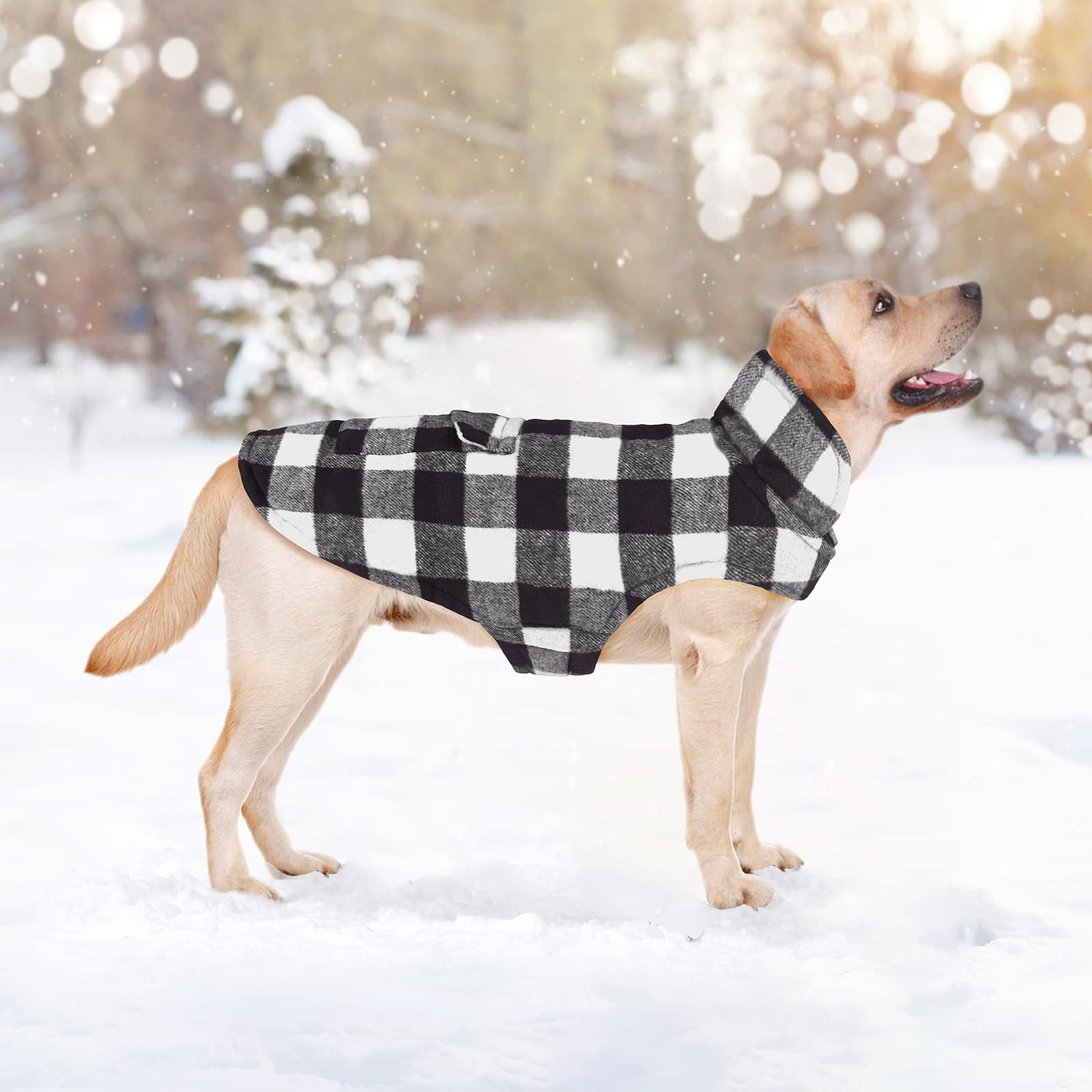 Malier Dog Winter Coat, Classic Plaid Fleece Dog Cold Weather Coats Dog Jacket With Pocket, Windprood Warm Dog Coat Vest Winter Pet Clothes Apparel For Small Medium Large Dogs (White, X-Small)