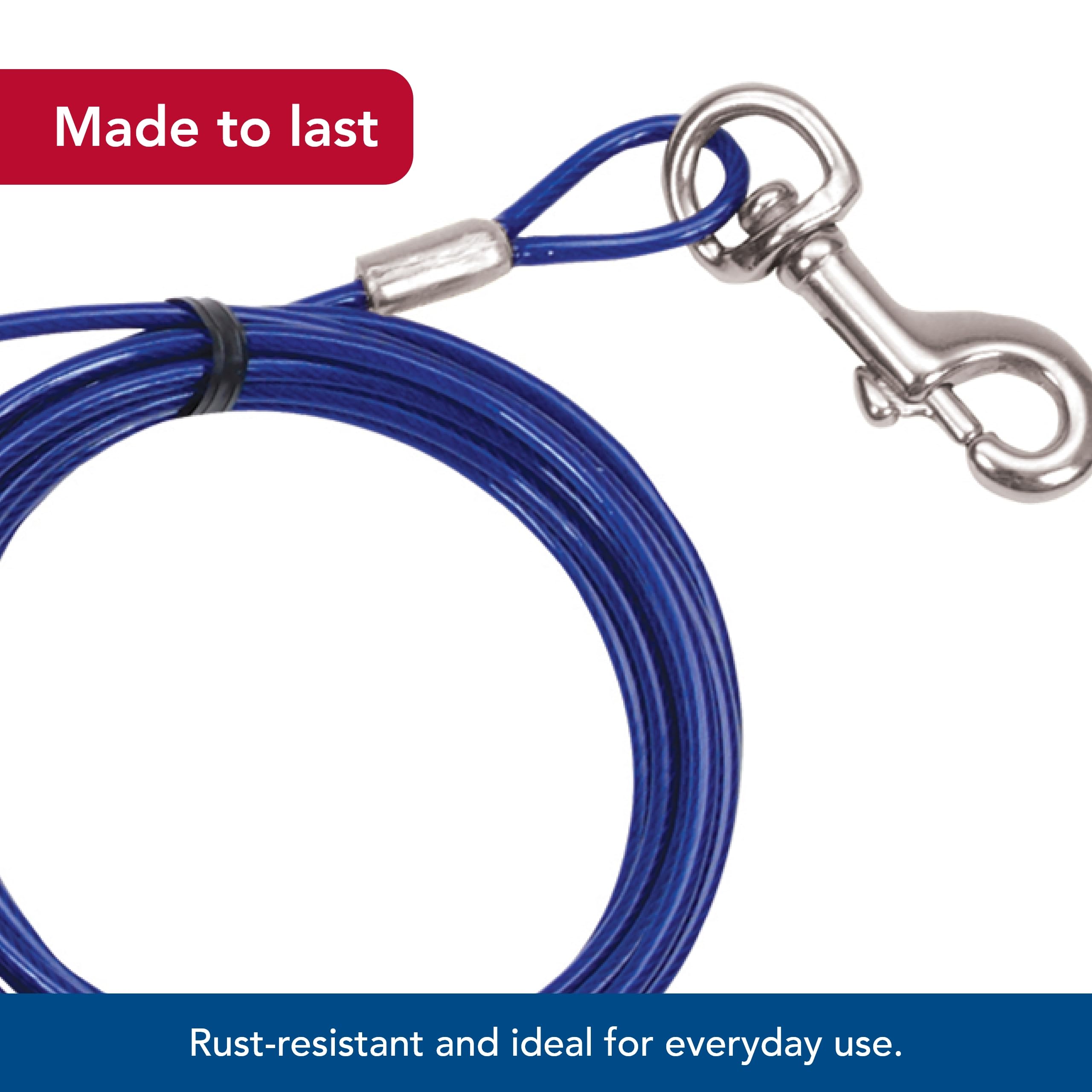 Coastal Pet Titan Medium Cable Dog Tie Out - Dog Tie Out Cable - Cable Tie Out for Dogs up to 50 lbs - Rust-Resistant Pet Tie Ou