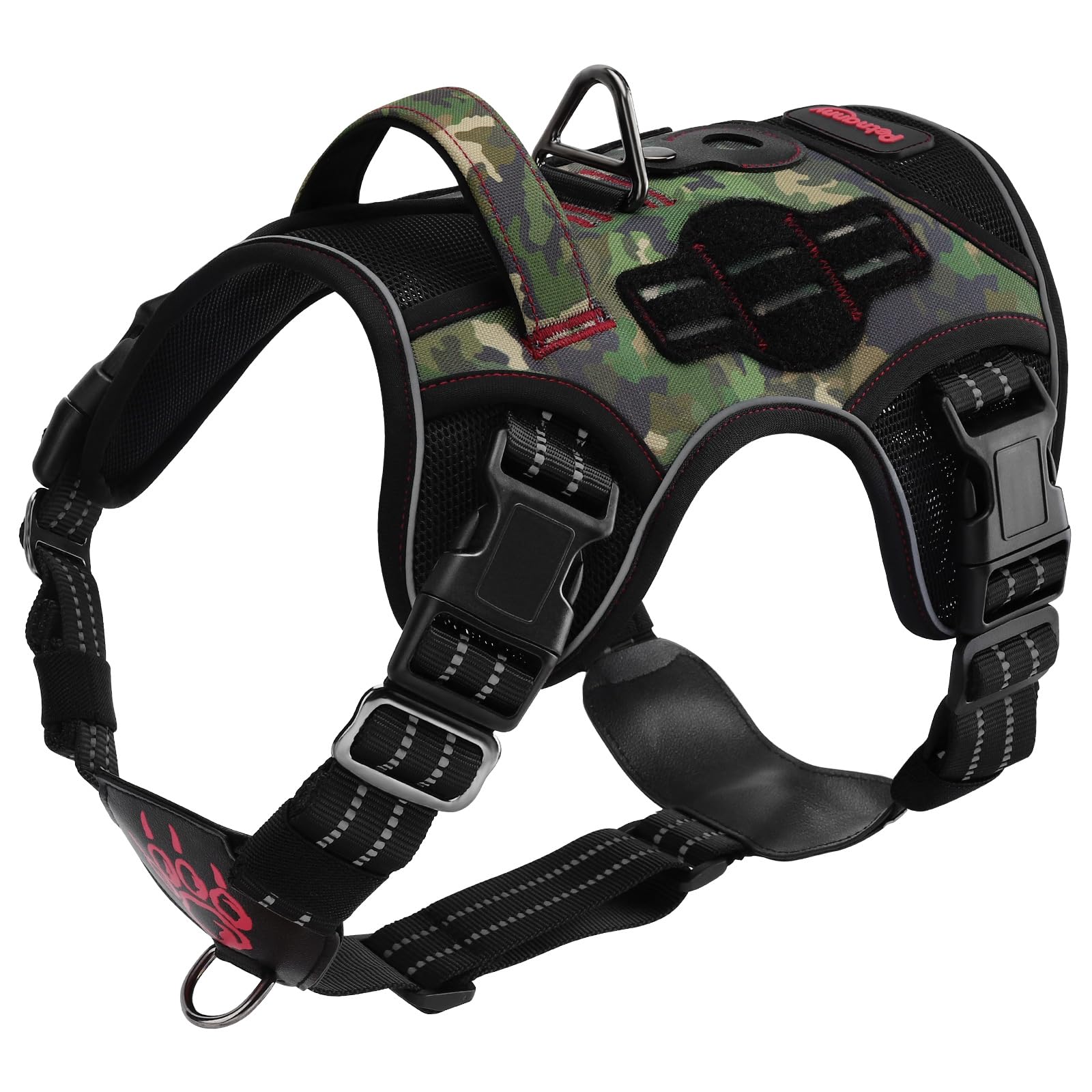 Petnanny No-Pull Tactical Dog Harness - Service Vest for L Breeds w/Reflective Strips, Padded Handle & AirTag Pocket | Escape-Pr