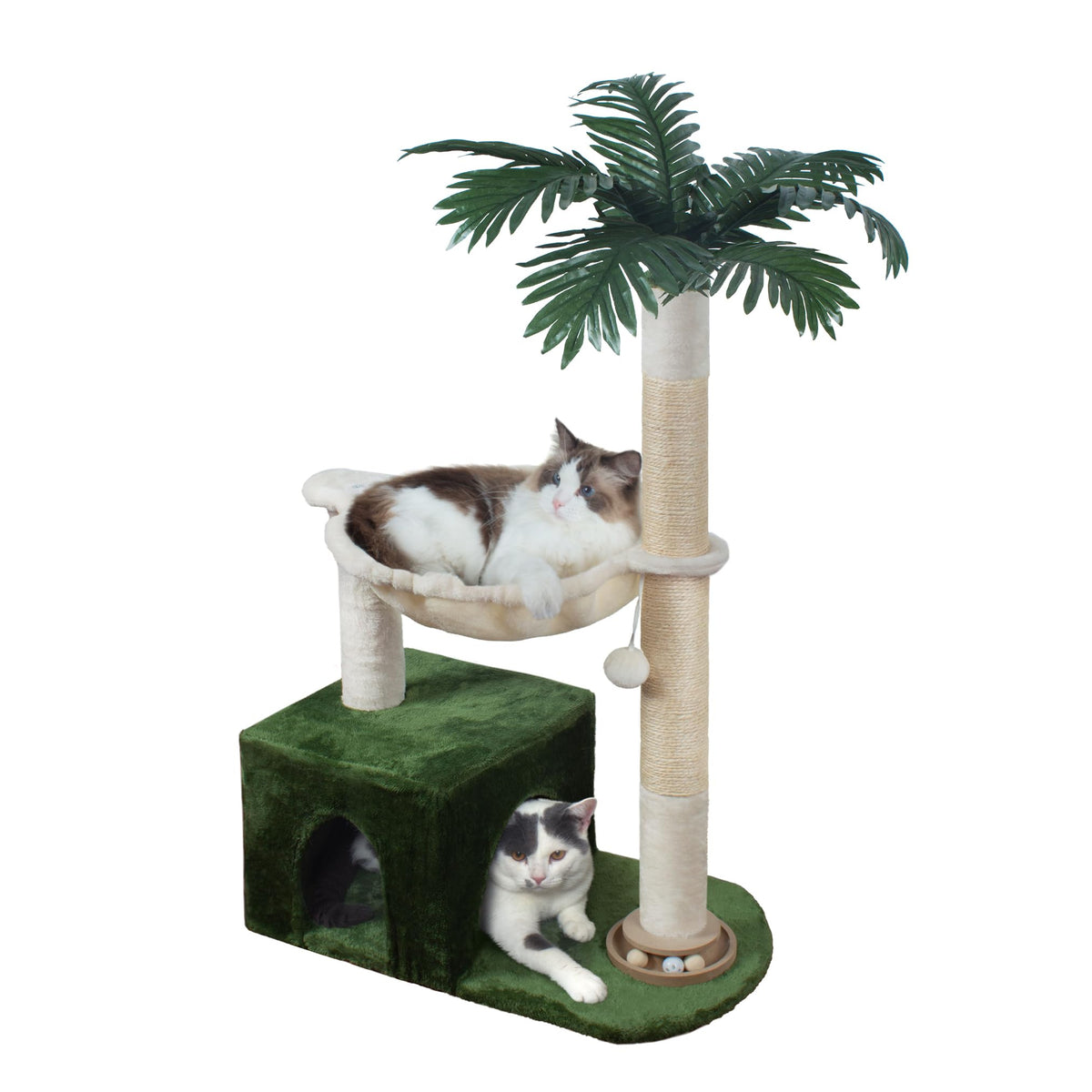 Fantasreen Cat Tree 38'' Cat Tower With Large Hammock Metal, Cat Scratching Post For Indoor Cats With Condo, Cat Playground Trac