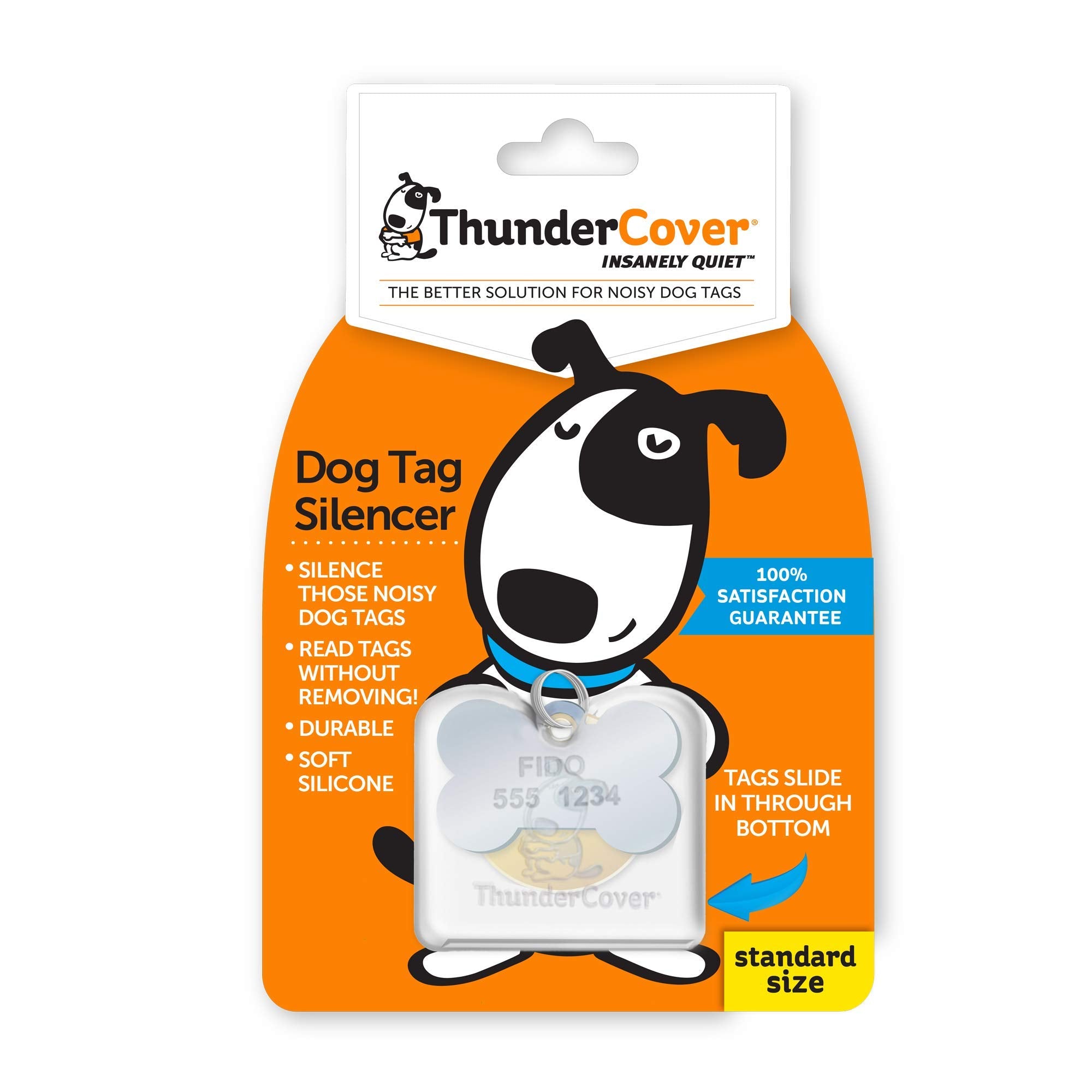 Thundercover Dog Tag Silencer, Standard, Clear