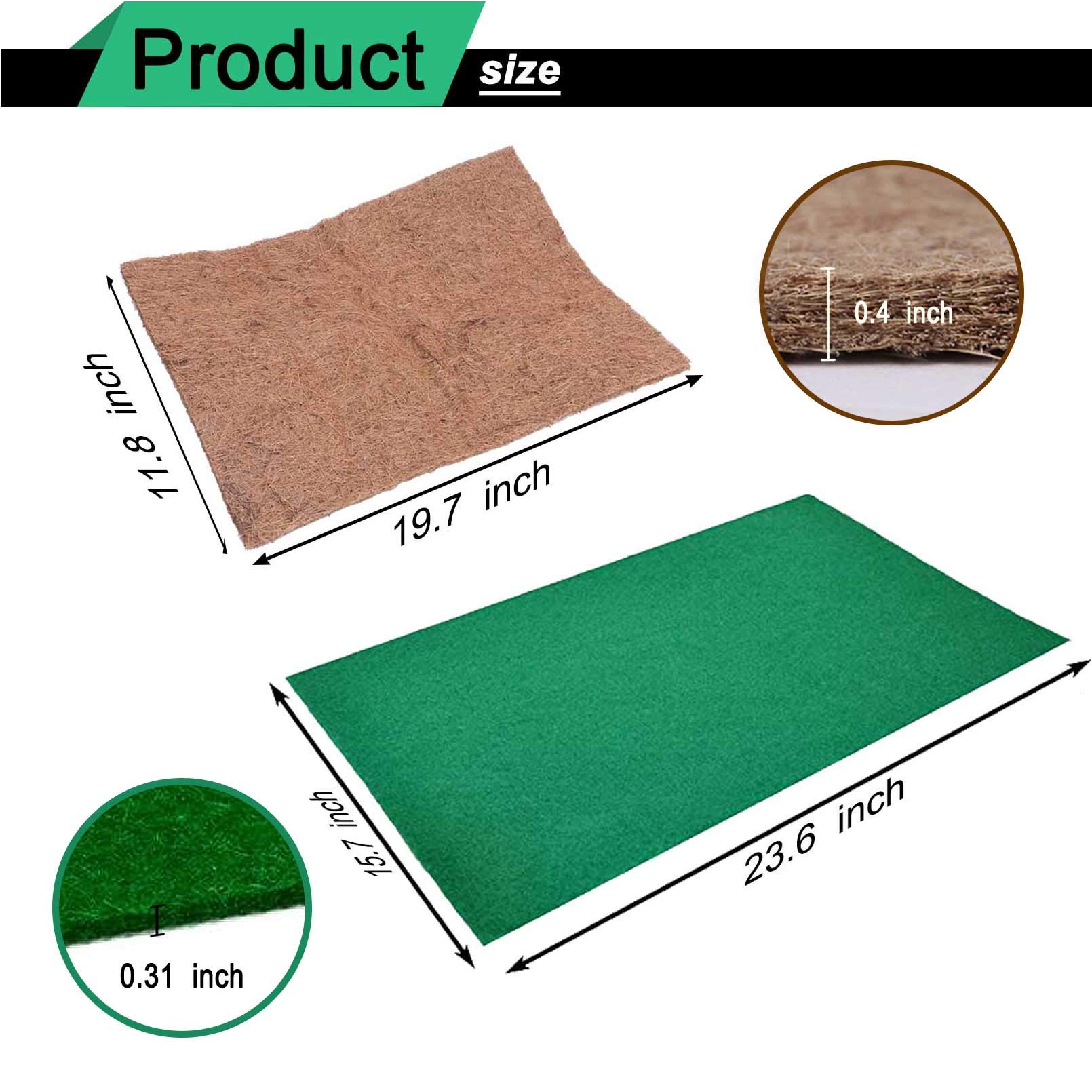 PINVNBY Reptile Carpet, 2 Sheets Lizard Terrarium Mat,Natural Coconut Fiber Substrate Bedding Habitat Liner Pads for Bearded Dra