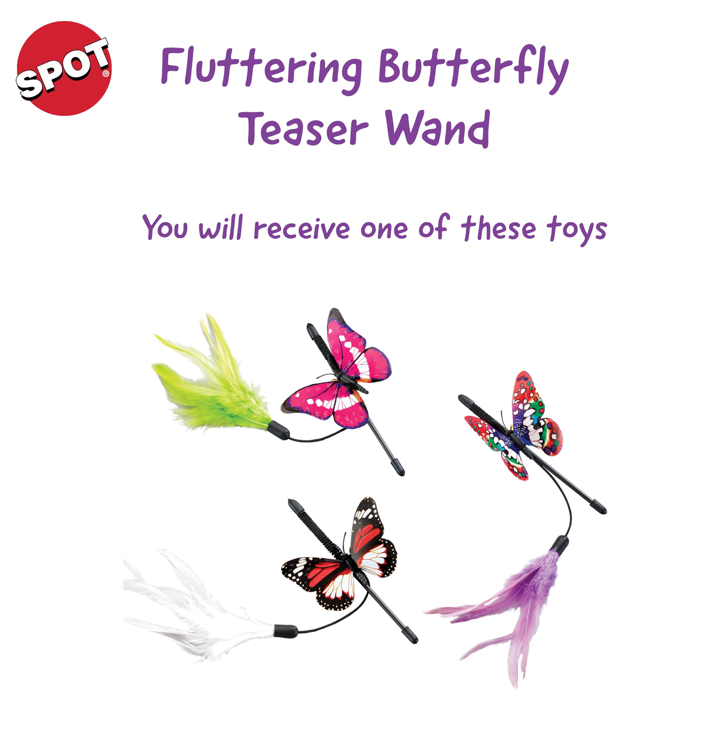 Spot Ethical Pet Products Fluttering Butterfly Mini Teaser Wand For Cat, 8'