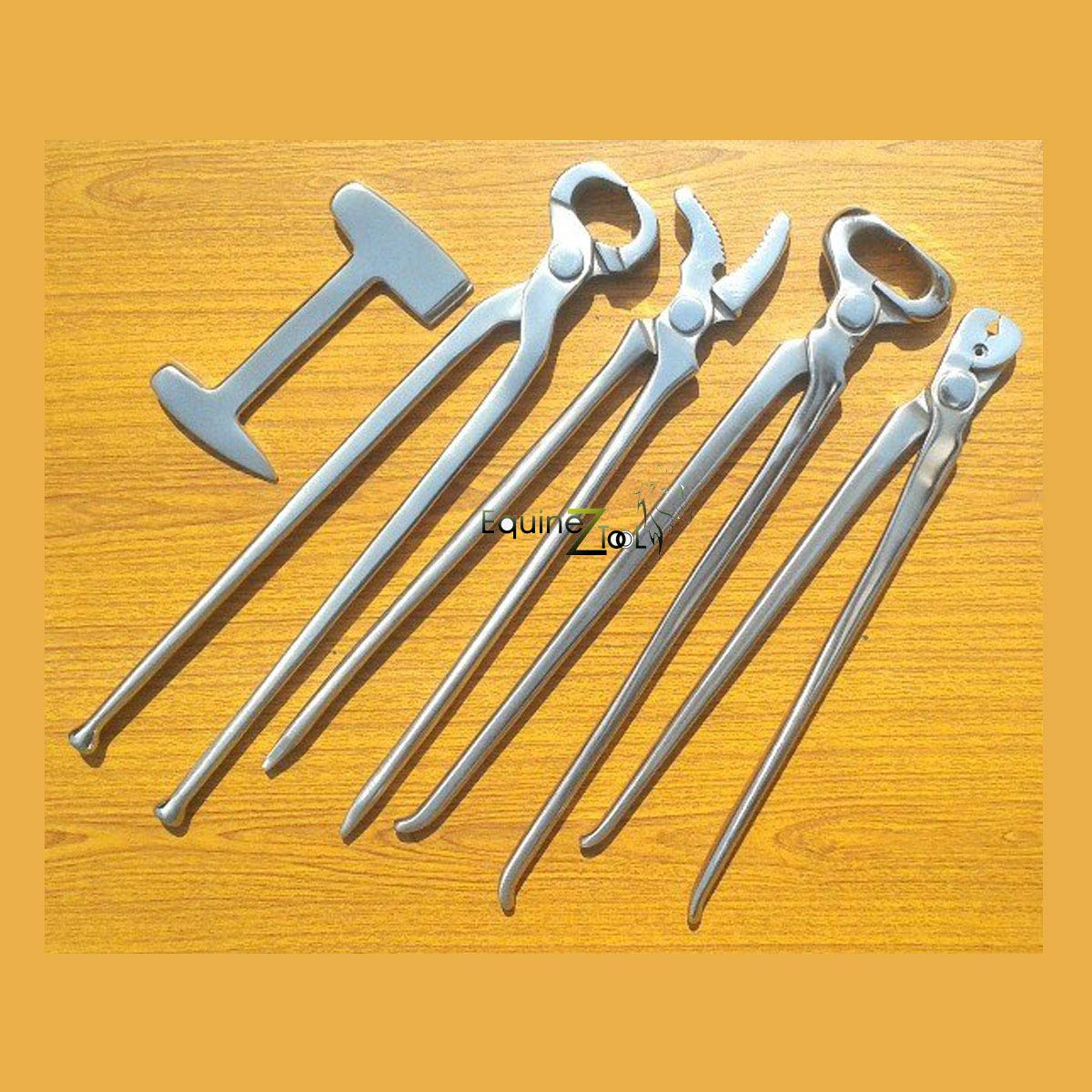 Equinez Tools Farrier Horse Hoof Kit Nippers Nail Puller Clincher Buffer and Puller Trimming Shoeing