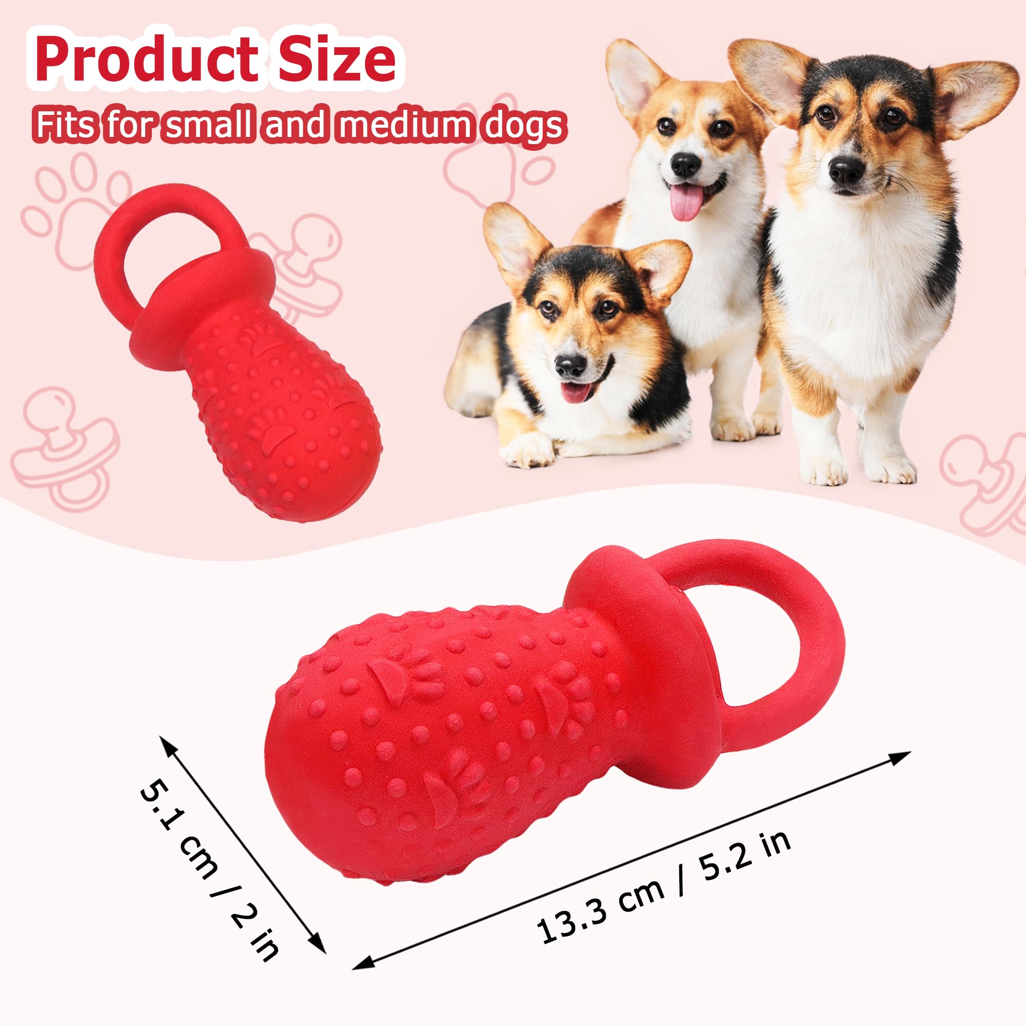 Llspet Latex Chew Dog Toys, Novelty Squeaky Pacifier Dog Toys, 5.2'' Durable Pacifier Dog Chew Toys For Small And Medium Dogs(Re