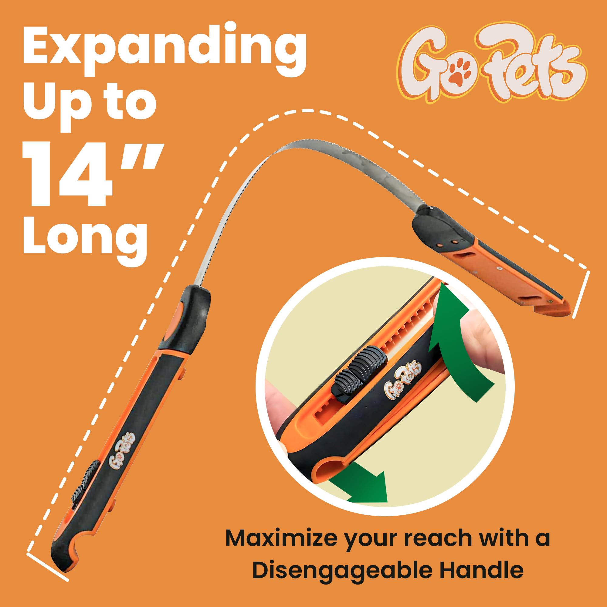 Gopets Deshedding Blade Rake, Adjustable Professional Dematting Grooming Tool, Stainless Steel Blades, Fur Removal Comb For Shedding, Comfortable Handle, Suitable For Cats & Dogs