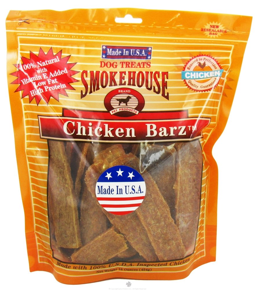 Smokehouse 100-Percent Natural Chicken Barz Dog Treats, 16-Ounce
