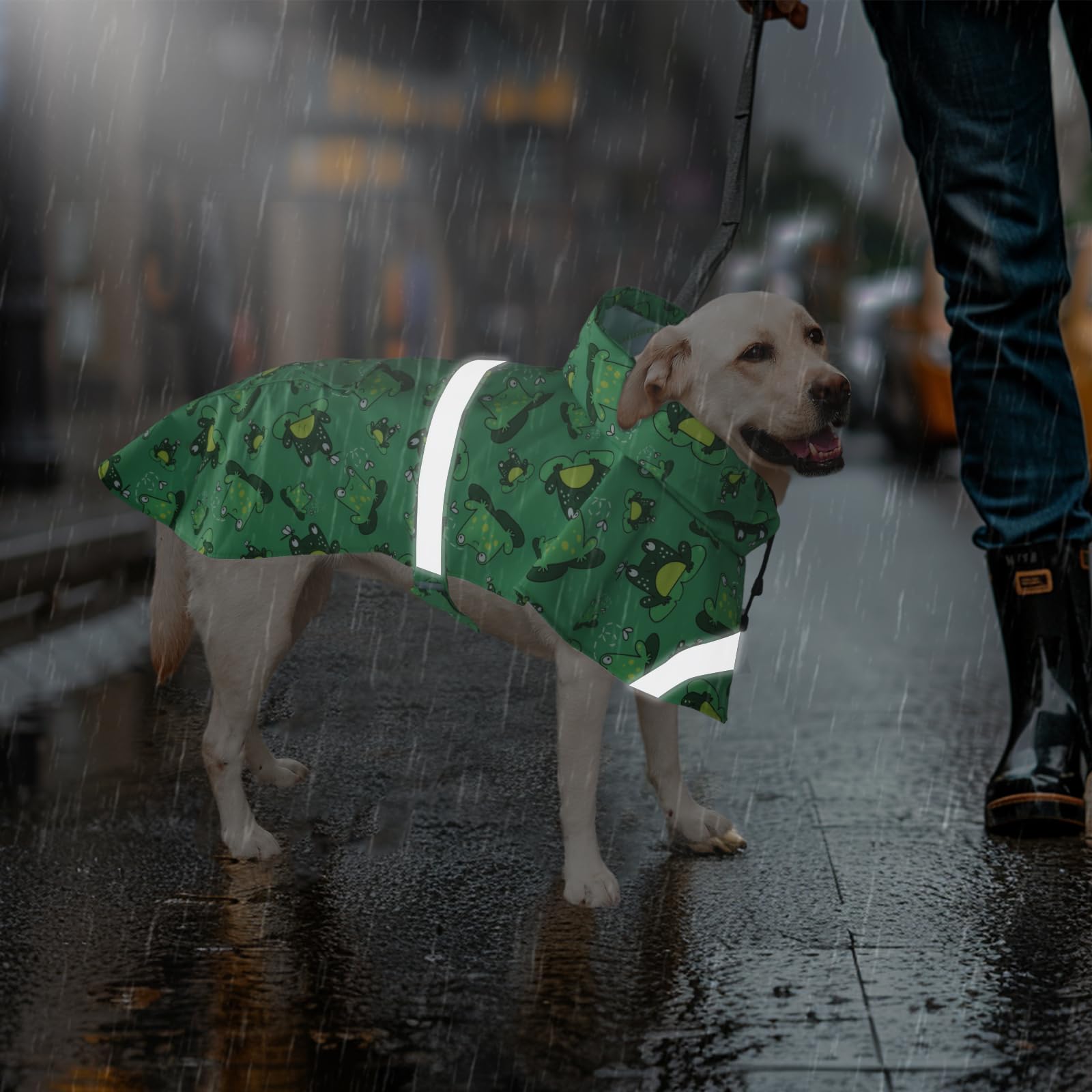 Delifur Large Dog Raincoat - Waterproof Dog Rain Poncho Adjustable Double Layer Rain Jacket With Hood For Medium Large Dogs Desi