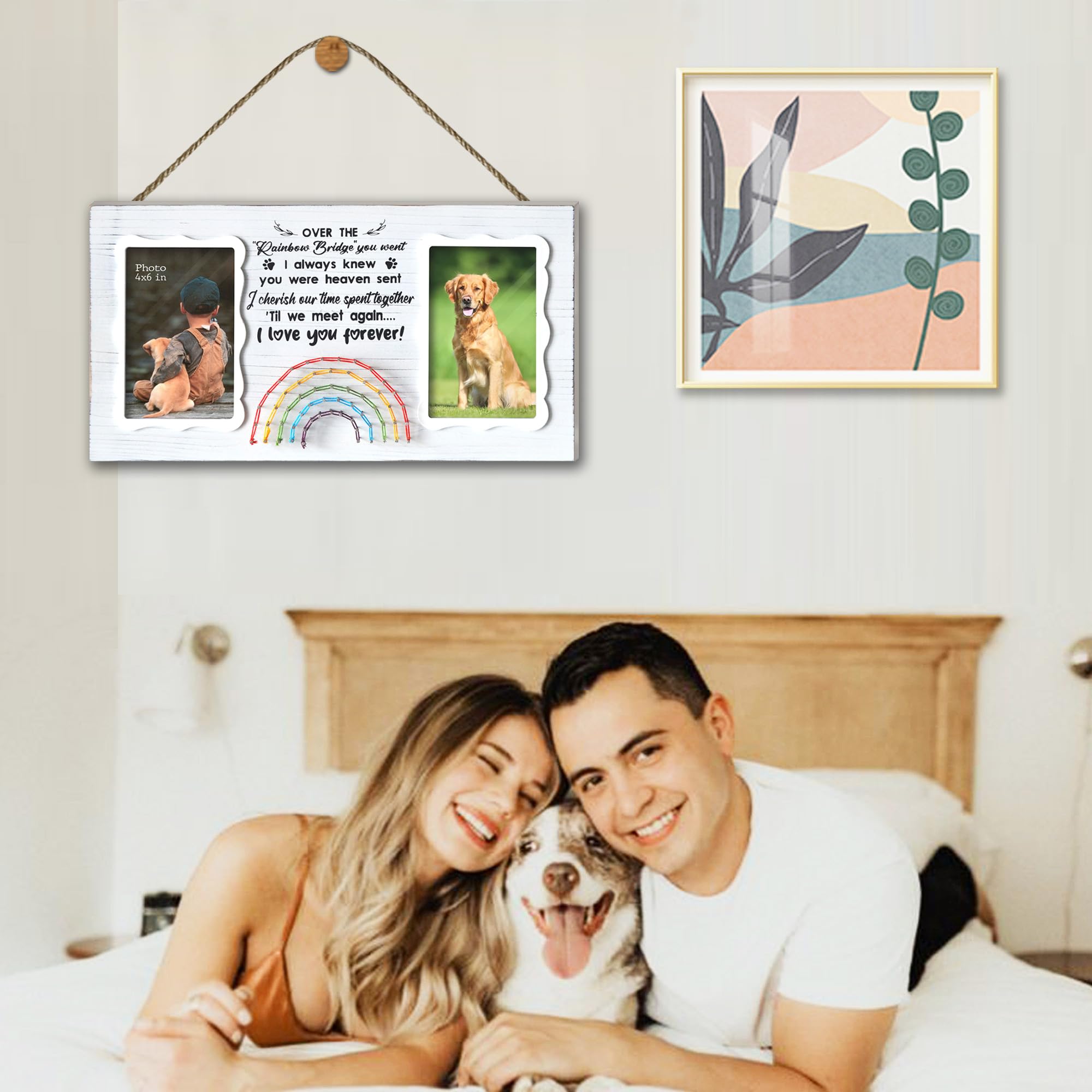 Exquideca Dog Memorial Double Picture Frames 4X6 Inches - Pets Passing Away Sympathy Gift - Bereavement Remembrance Photo Frame