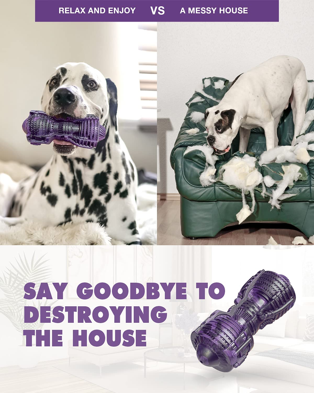 Fifthquarter Squeaky Dog Toys: Almost Indestructible Dog Toys For Aggressive Chewers Natural Rubber Tough And Durable Puppy Chew