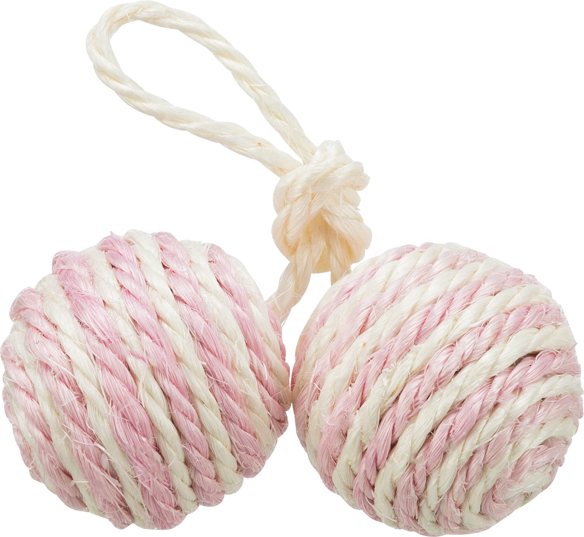 Trixie Balls On A Sisal Rope Cat Toy | Interactive Play Toy For Cats | Pack Of 4 | Durable, NonToxic, Natural Sisal Material | 