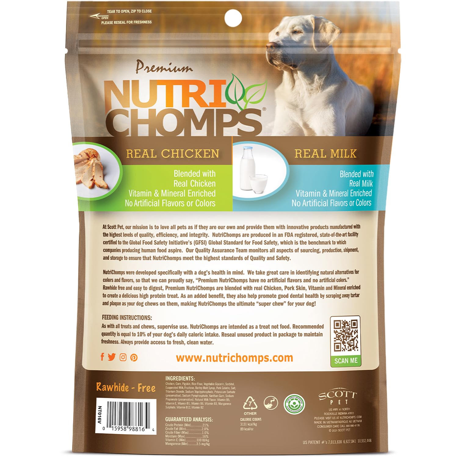 NutriChomps 9-inch Braid, Rawhide-Free Dog Treats, Easy to Digest, Healthy, 4 Count Milk