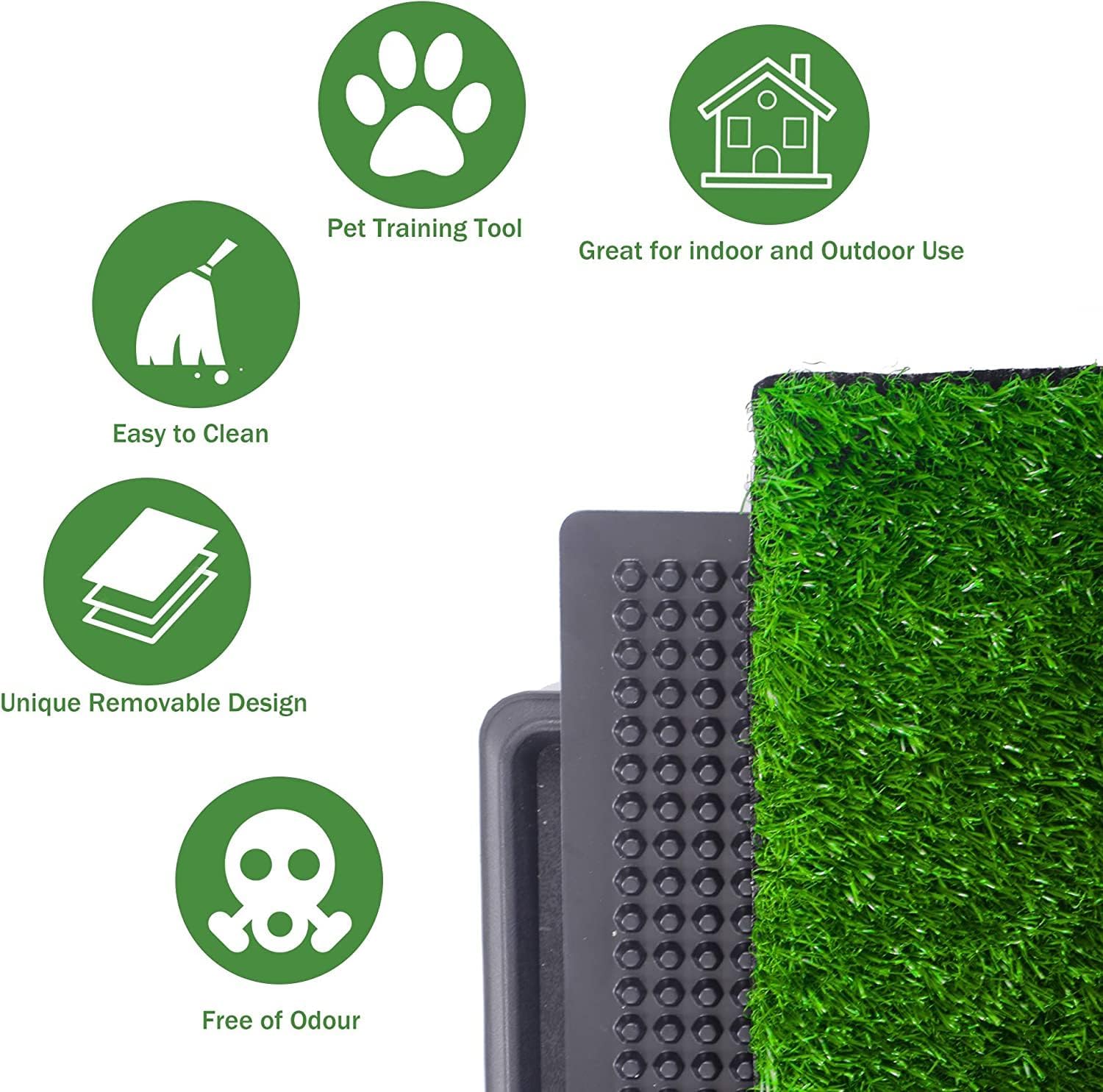 Indoor Dog Potty Grass With Tray Large, Reusable Dog Pee Grass Pad With Tray, Artificial Grass Turf For Puppy Potty Training, Ou