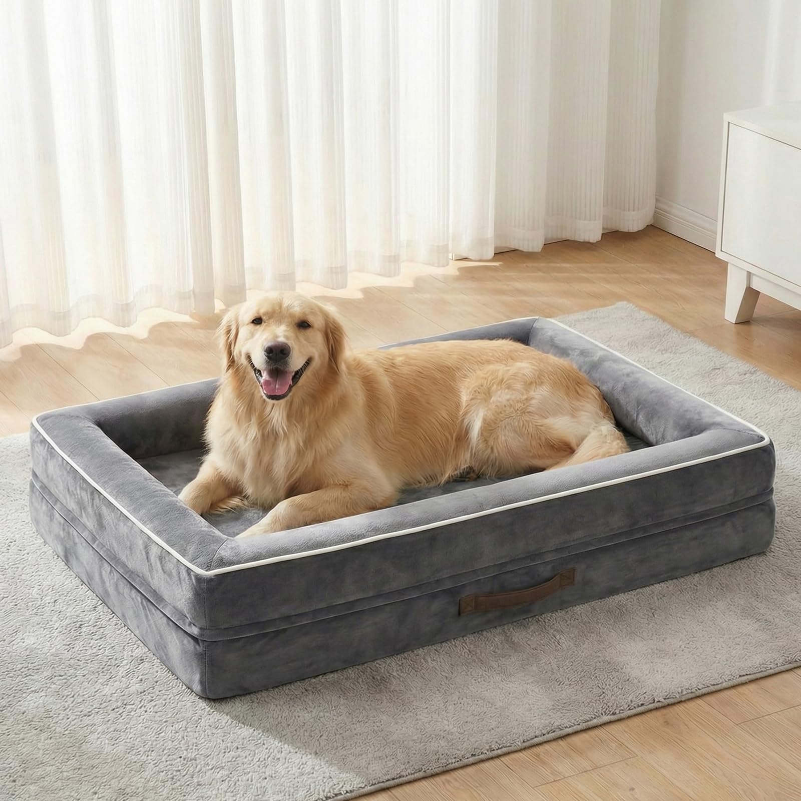 Renvix XL Orthopedic Dog Bed, Waterproof Dog Sofa Bed with Removable Washable Cover, Soft Egg Foam Pet Bed, NonSlip Bottom and 