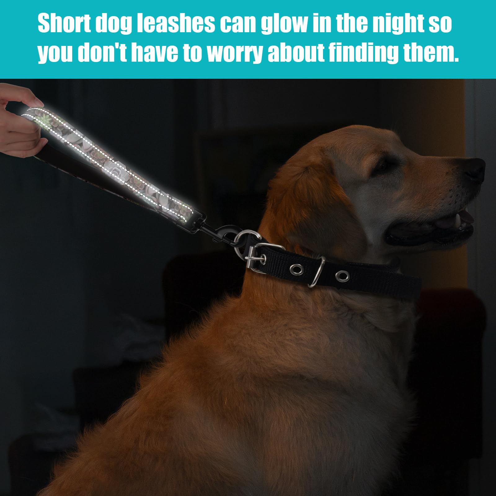 Reflective Nylon Padded Handle Short Dog Leash - For Large And Medium Sized Dogs