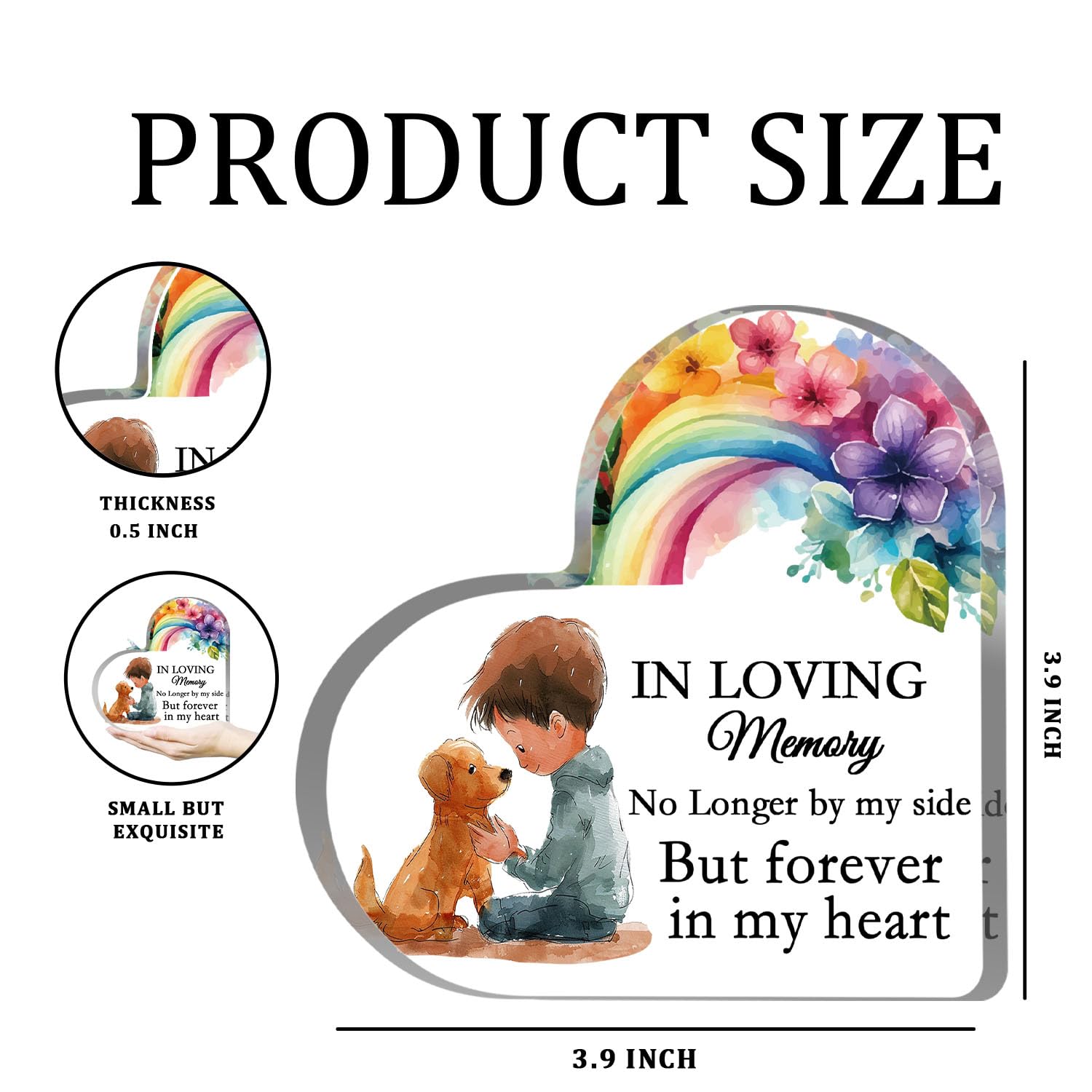 In Loving Memory Dog Sign, Rainbow Bridge Pet Memorial Acrylic Decoration, Sympathy Gift for Loss of Dog, Condolences Keepsake