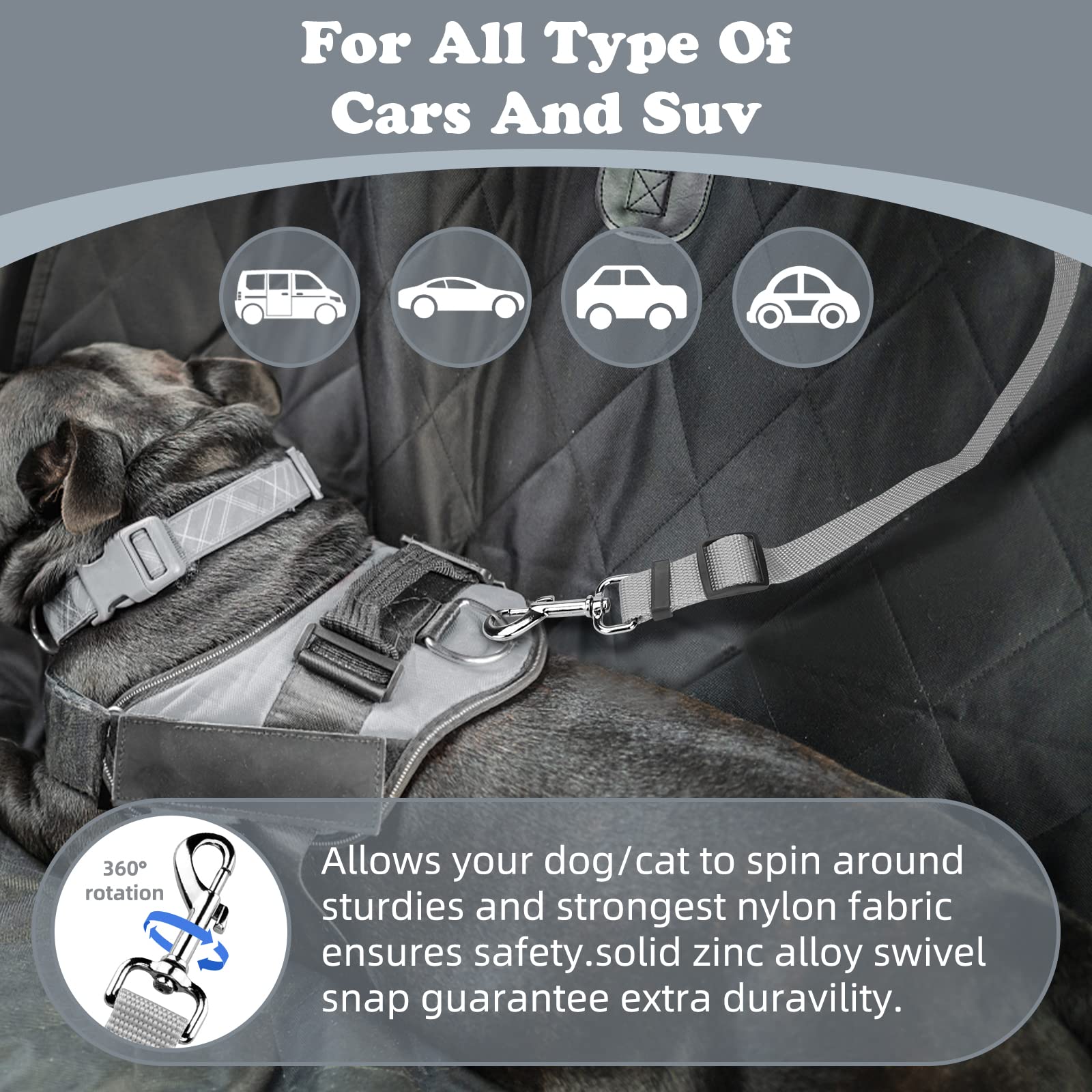 Bwogue Pet Dog Cat Seat Belts, Car Headrest Restraint Adjustable Safety Leads Vehicle Seatbelt Harness (1 Pack)