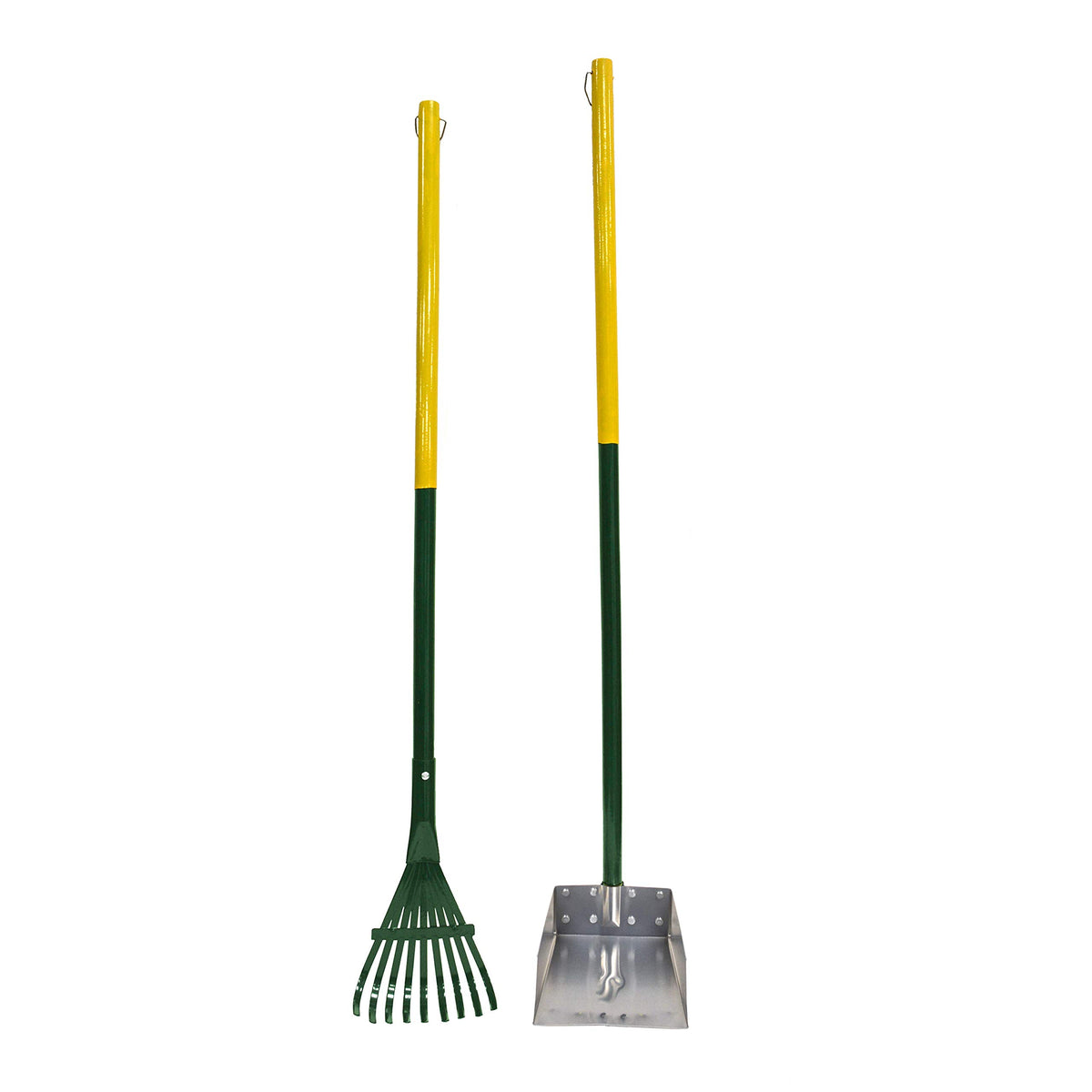 Four Paws Stainless Steel Long-Handled Dog Pooper Scooper Rake & Pan 2 Piece Set, Pet Waste Pickup Tool, 38' X 7'