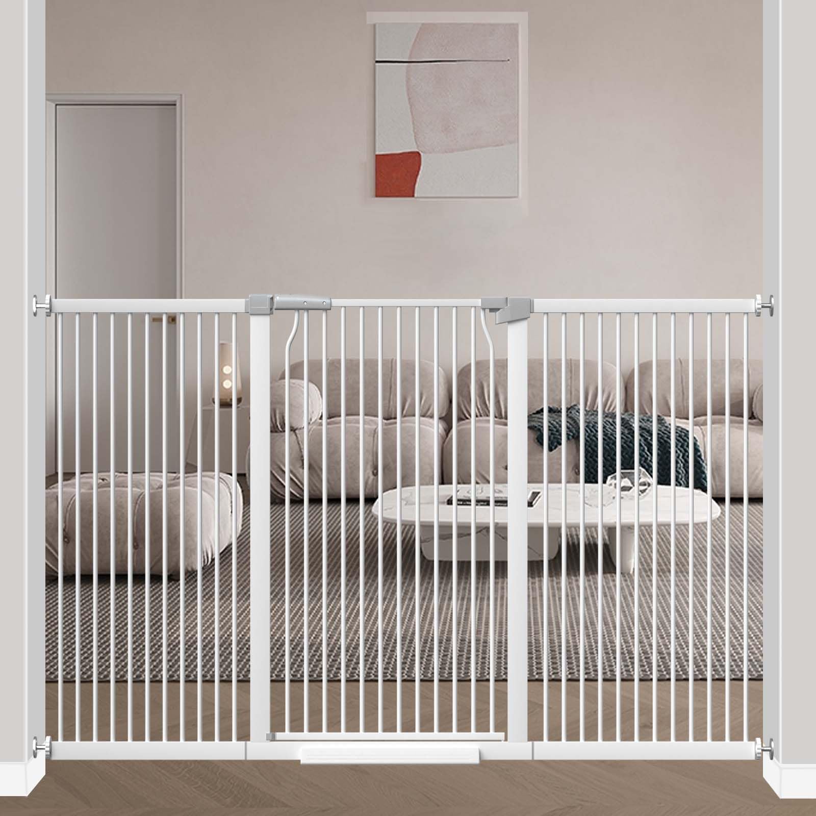 flower frail 40.5 '' Extra Tall Baby Gate, 72.3 ''-74.1 '' Extra Wide Large Dog Pet Gate Indoor, Long Safety Child Gate for Stai