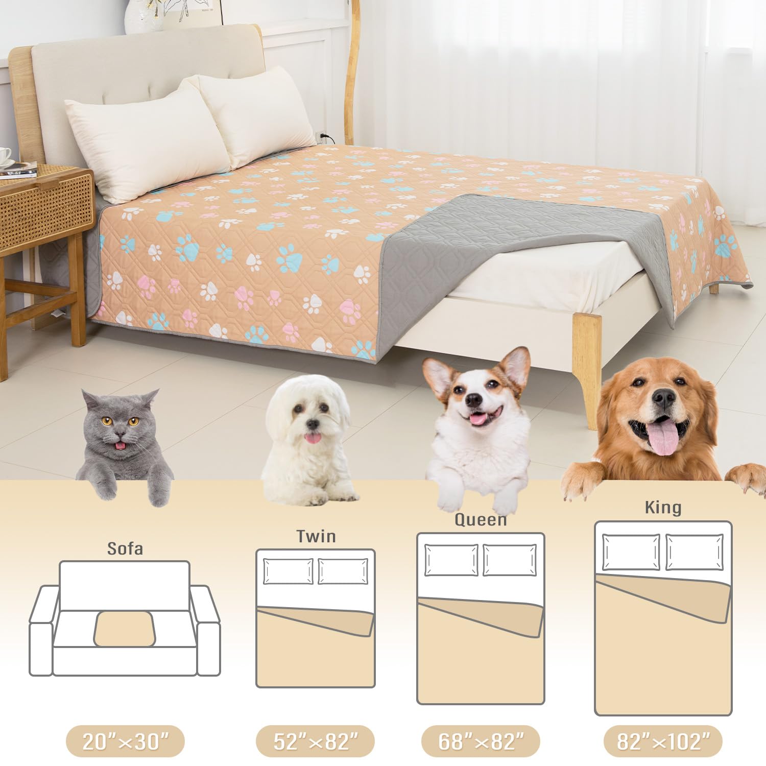 Dog Bed Cover for Pets Blankets Rug Pads for Couch Protection Waterproof Bed Covers Dog Blanket Furniture Protector Reusable Cha