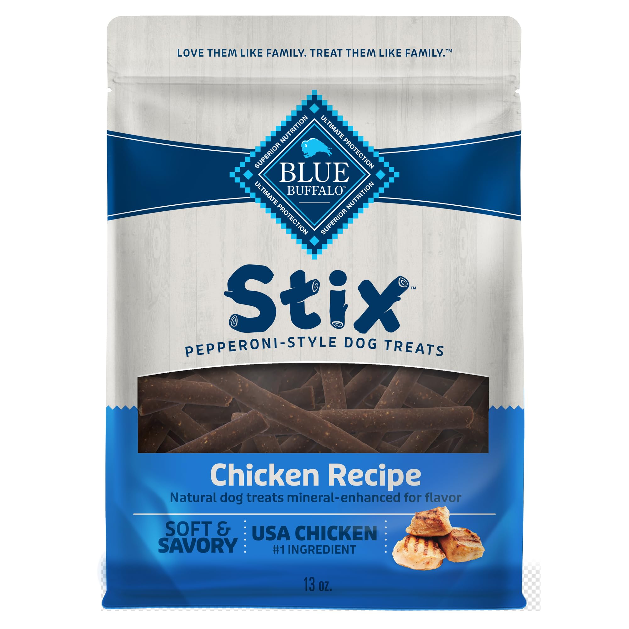 Blue Buffalo Stix Natural Soft-Moist Dog Treats, Chicken Recipe 13-oz Bag