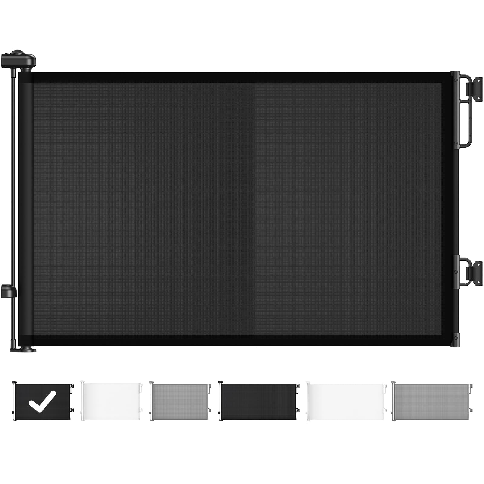 Cumbor Retractable Baby Gates For Stairs, Mom Choice Award Winner-55 Wide Mesh Dog Gate For Doorways, 34' Tall Easy To Use Pet Fence For The House, Toddler Safety Essentials Indoor&Outdoor, Black