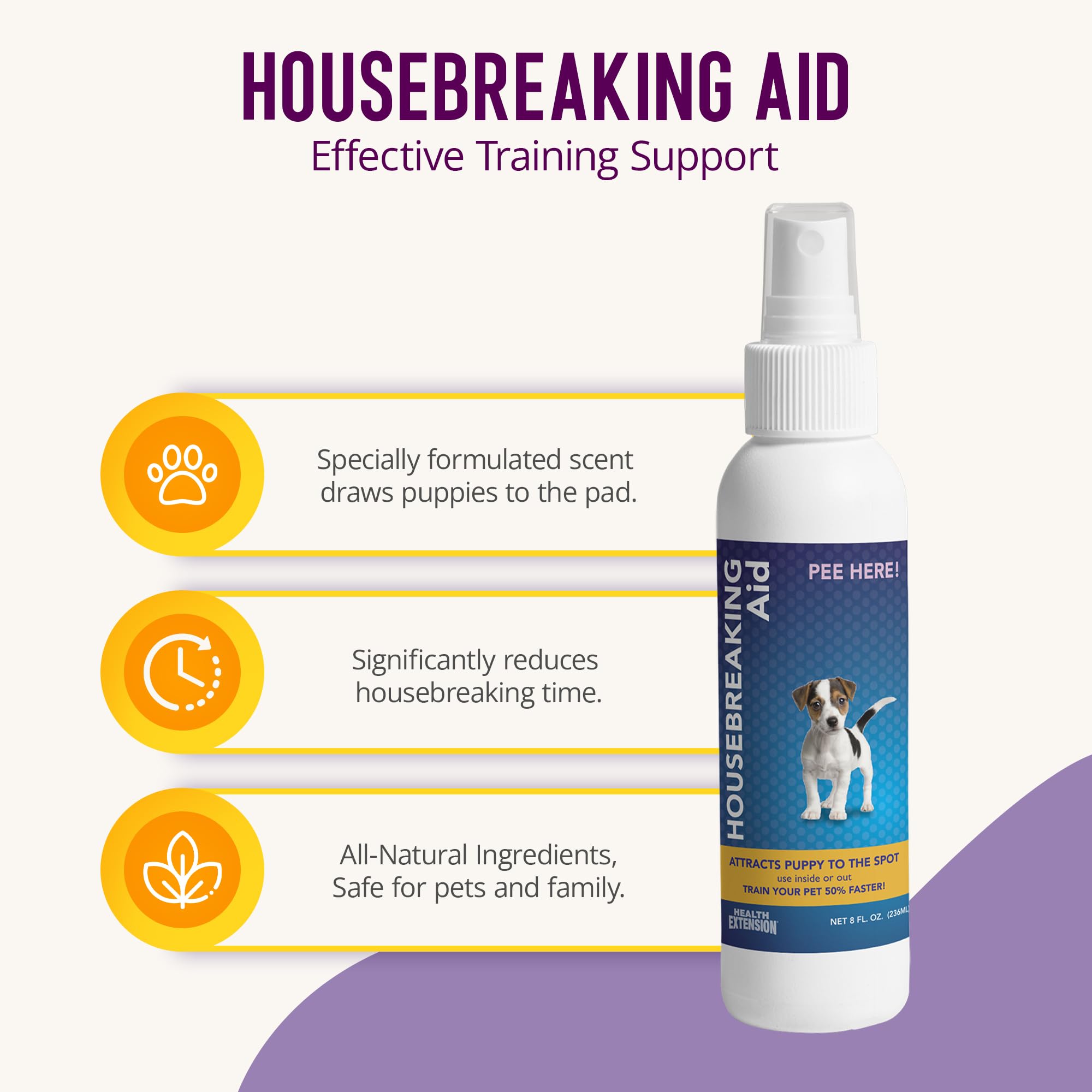 Health Extension Housebreaking Aid for Puppies, 8 Oz - All-Natural Scent to Attract Puppies to Training Pads, Simplifies Potty T