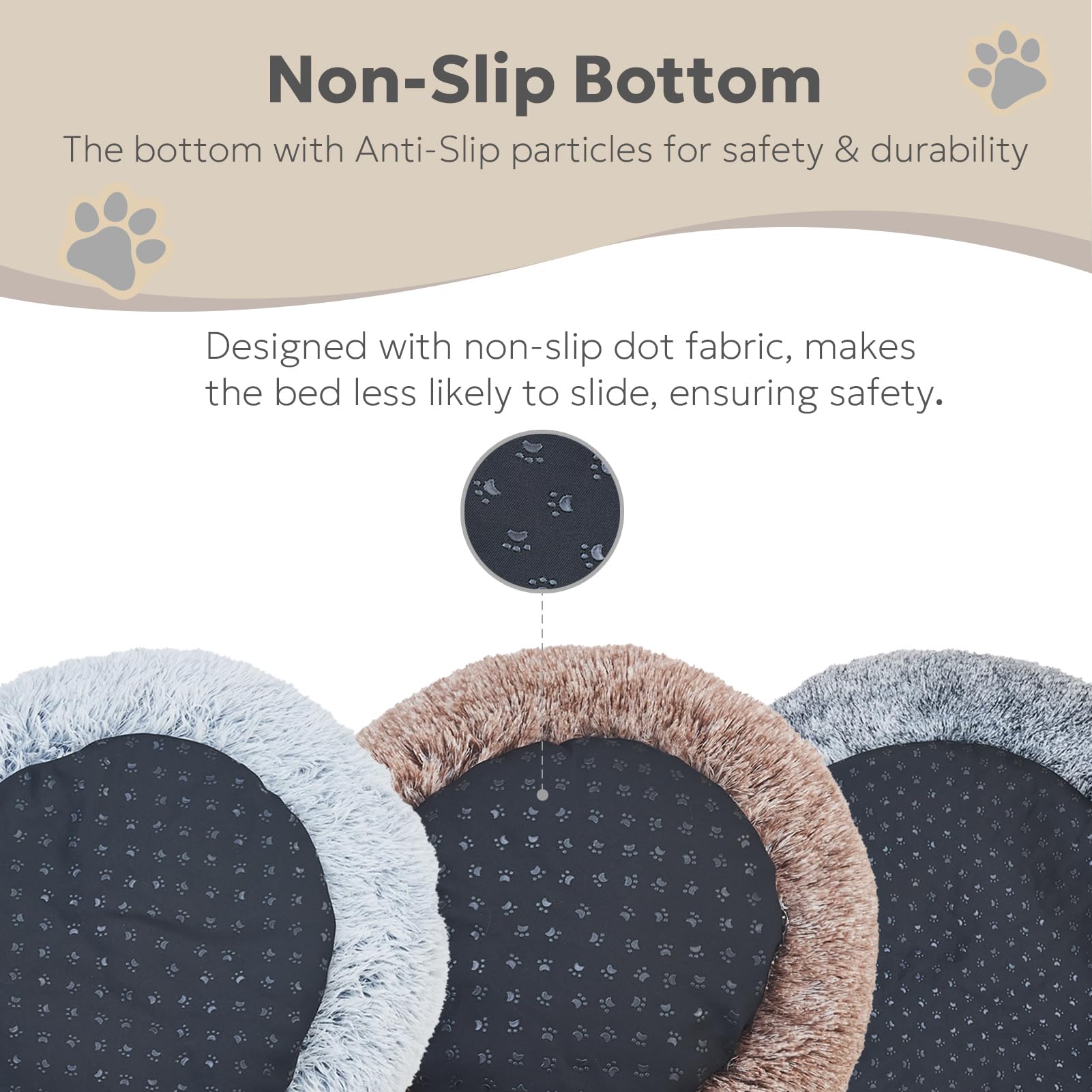 Olaphum Calming Cat Beds For Indoor Cats, Extra Small Dog Bed Washable, Anti-Anxiety Donut Fluffy Plush Faux Fur Pet Bed, Fits U