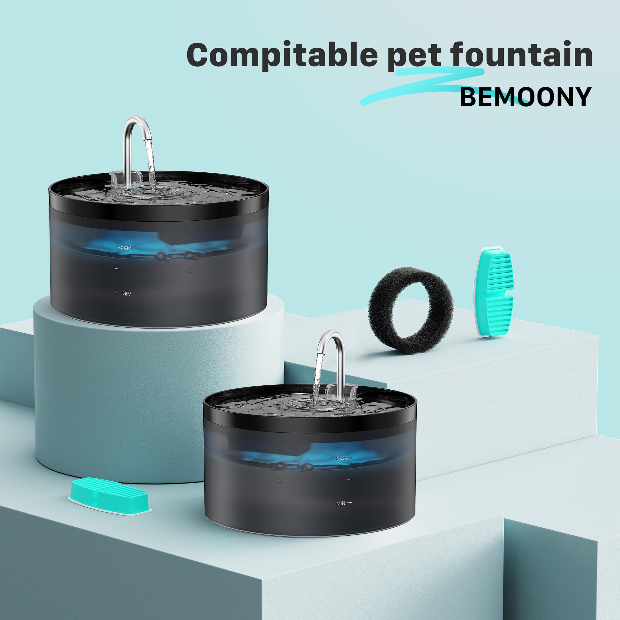 Cat Water Fountain Filters : Bemoony Pet Water Fountain Replacement Filter - 24 Packs Of Cat Fountain Filters (12 Carbon Filters