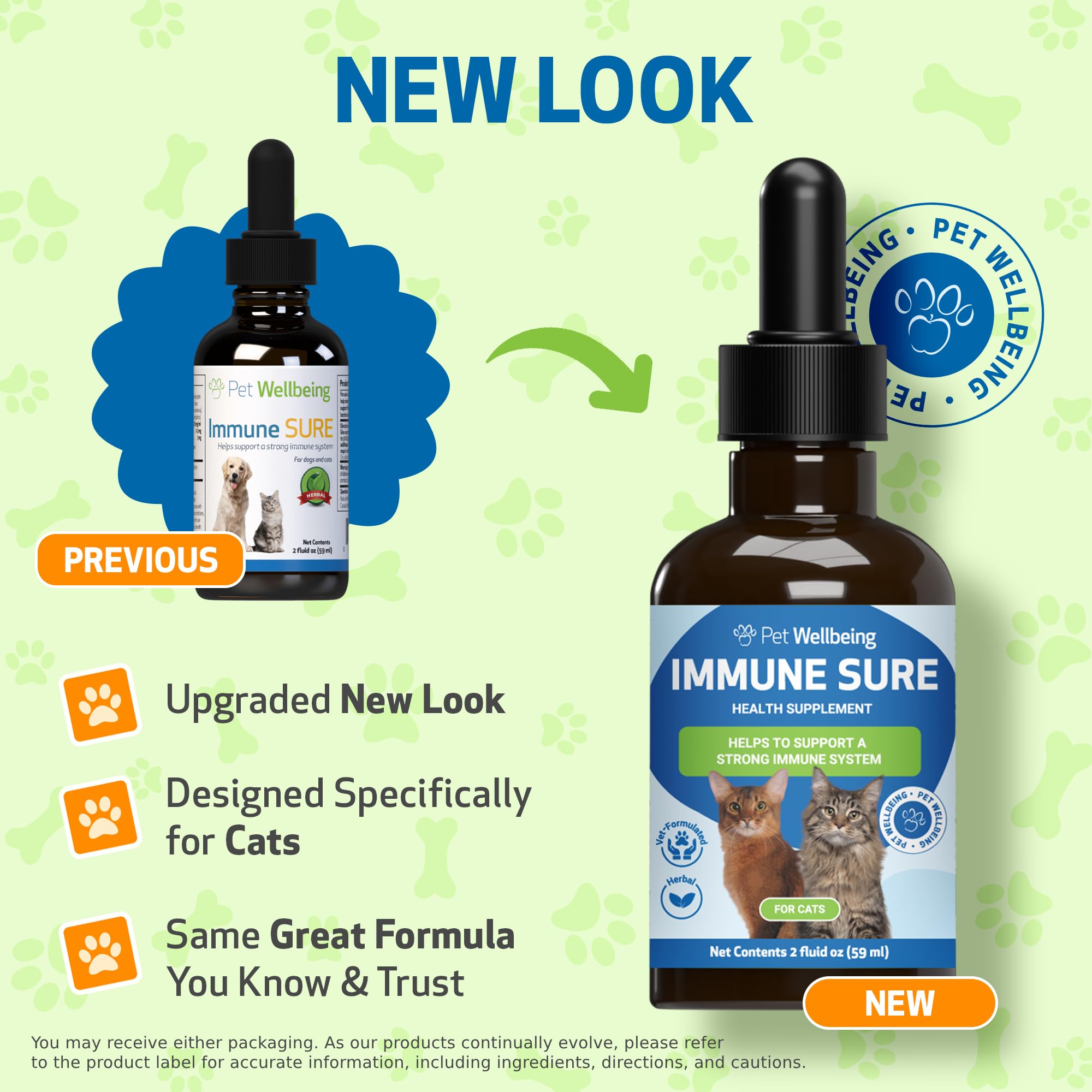 Pet Wellbeing Immune Sure for Cats - Supports Normal Immune Defenses, Gut Flora Balance, Andrographis, Echinacea, Vitamin C, Zin