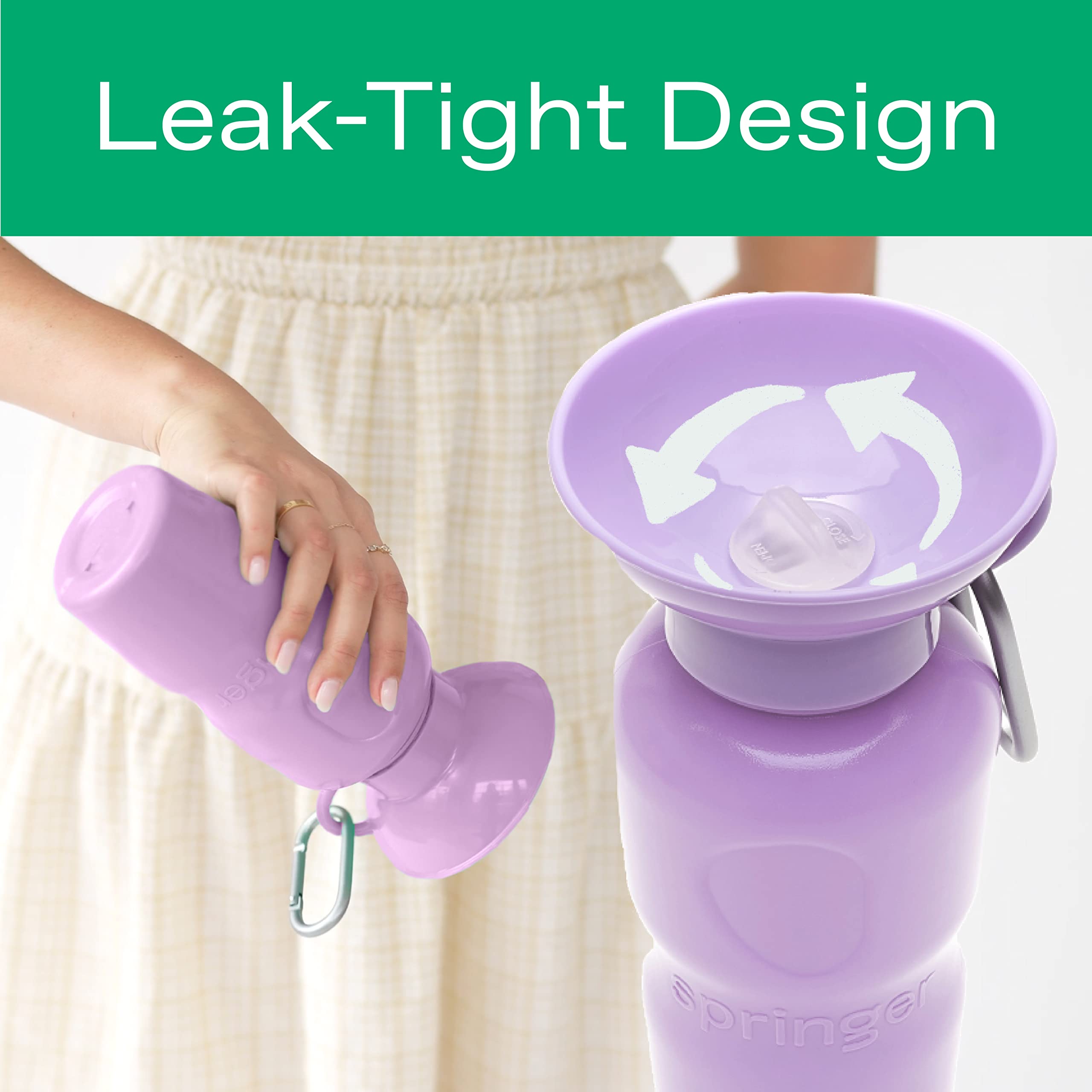 Springer Dog Travel Water Bottle | As Seen On Shark Tank | Patented, Leak-Proof, Portable Water Bottle For Dogs | Bpa-Free 15Oz Mini Skly Blue