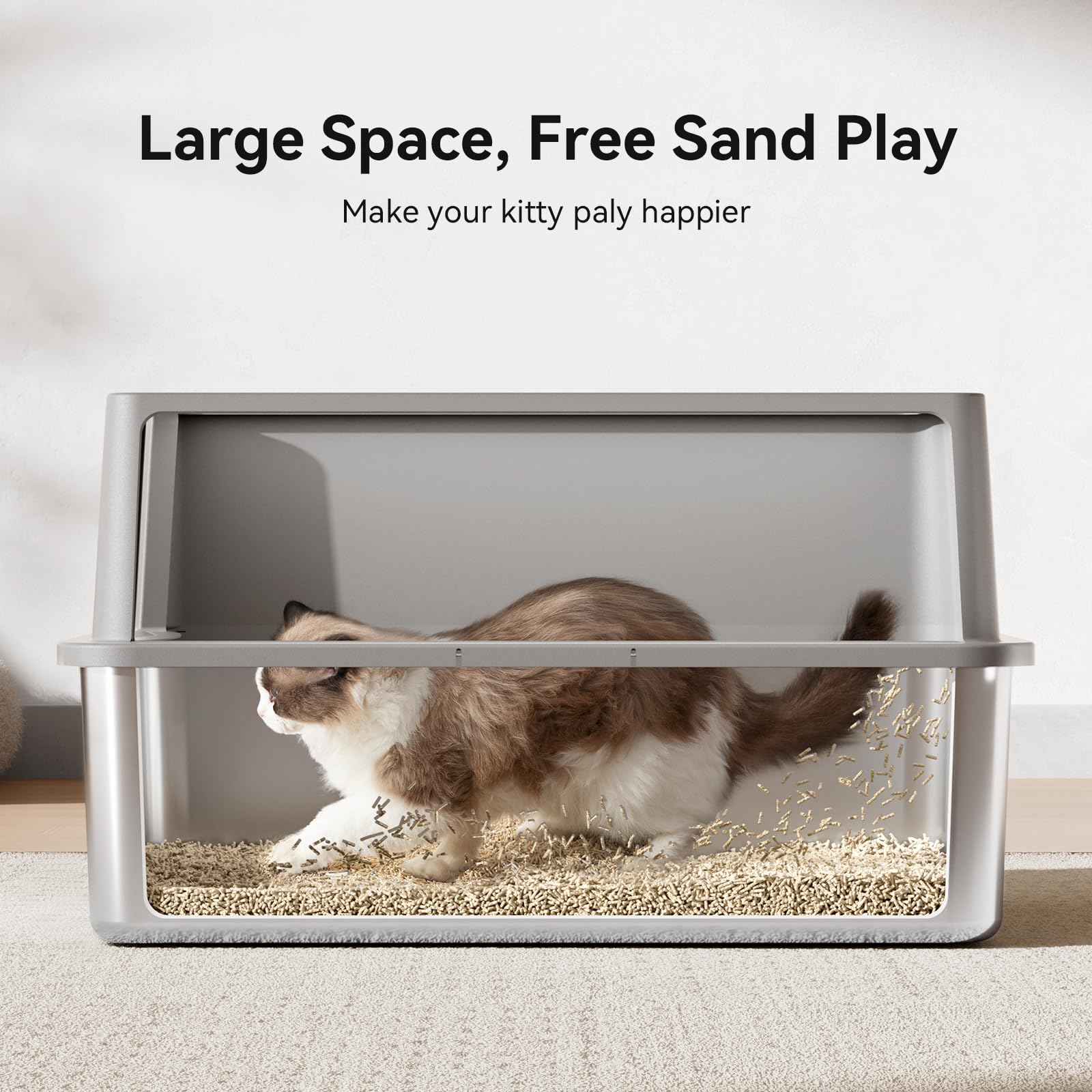 Extra Large XXXL 28  x 20  Cat Litter Box Pan for Big Cats Maine Ragdoll Metal Large Enclosed Stainless Steel Litterbox with Lid