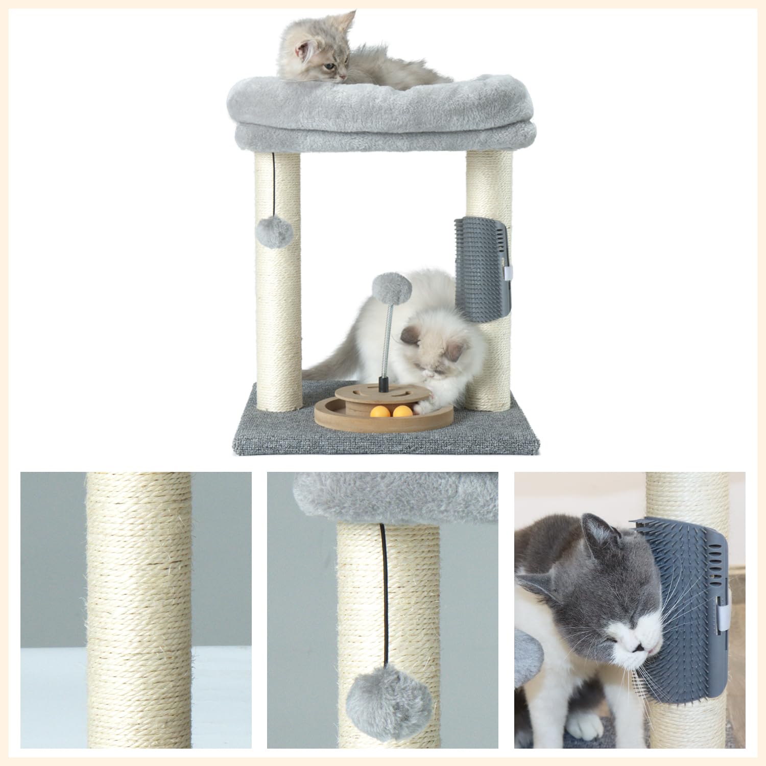 Pawsfans Cat Tree Scratching Post,Cat Tower With Perch Bed Scratch For Indoor Cats And Kittens Scratcher,Track Toy Hanging Ball
