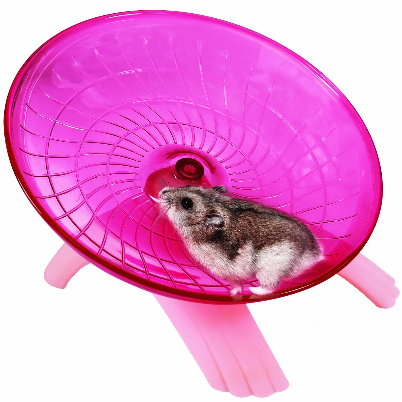 Hamster Flying Saucer Wheel Silent Spinner Quiet Exercise Runner For Dwarf Hamster/Gerbil Rat/Roborovski (Pink)