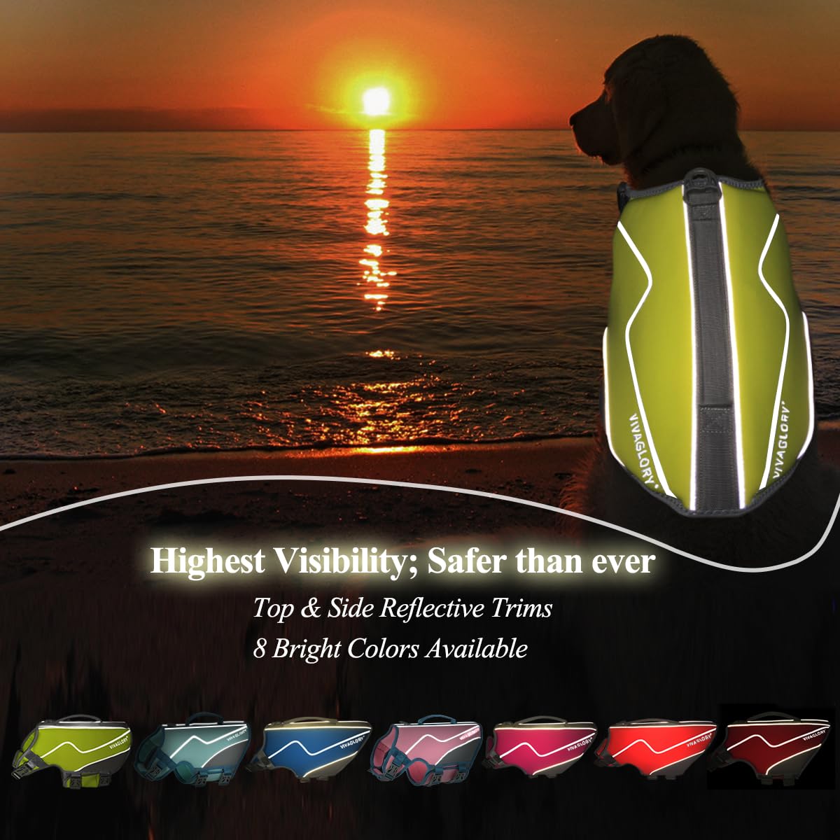 Vivaglory Neoprene Dog Life Jacket Dog Flotation Vest For Boating Hunting & Swimming, Lightweight With Leash Ring, S, Yellow