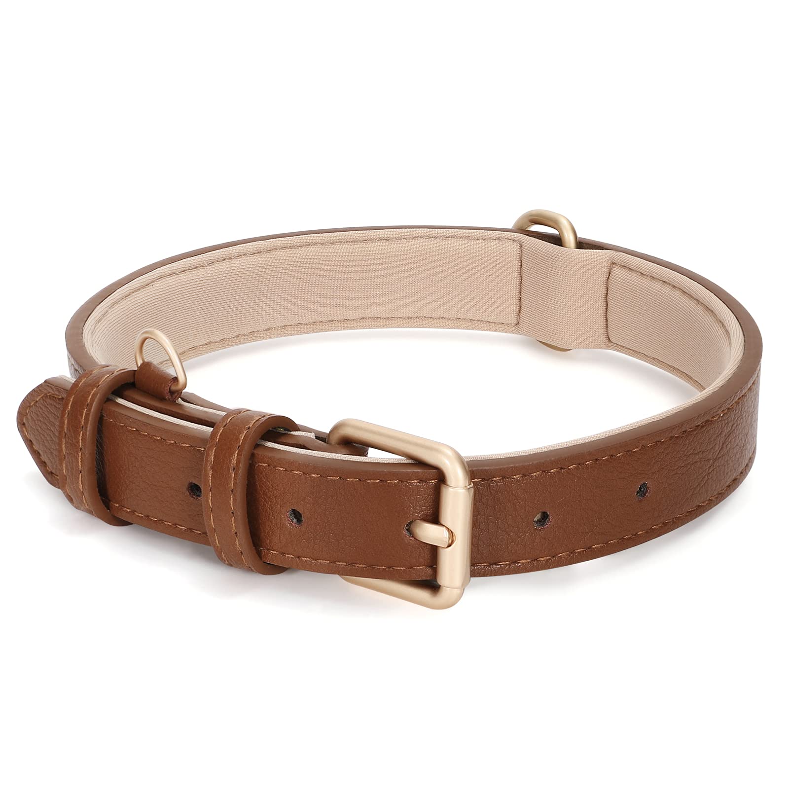 Whippy Leather Dog Collar For Small Medium Dog Adjustable Soft Breathable Leather Padded Puppy Collar With Alloy Buckle Heavy Du