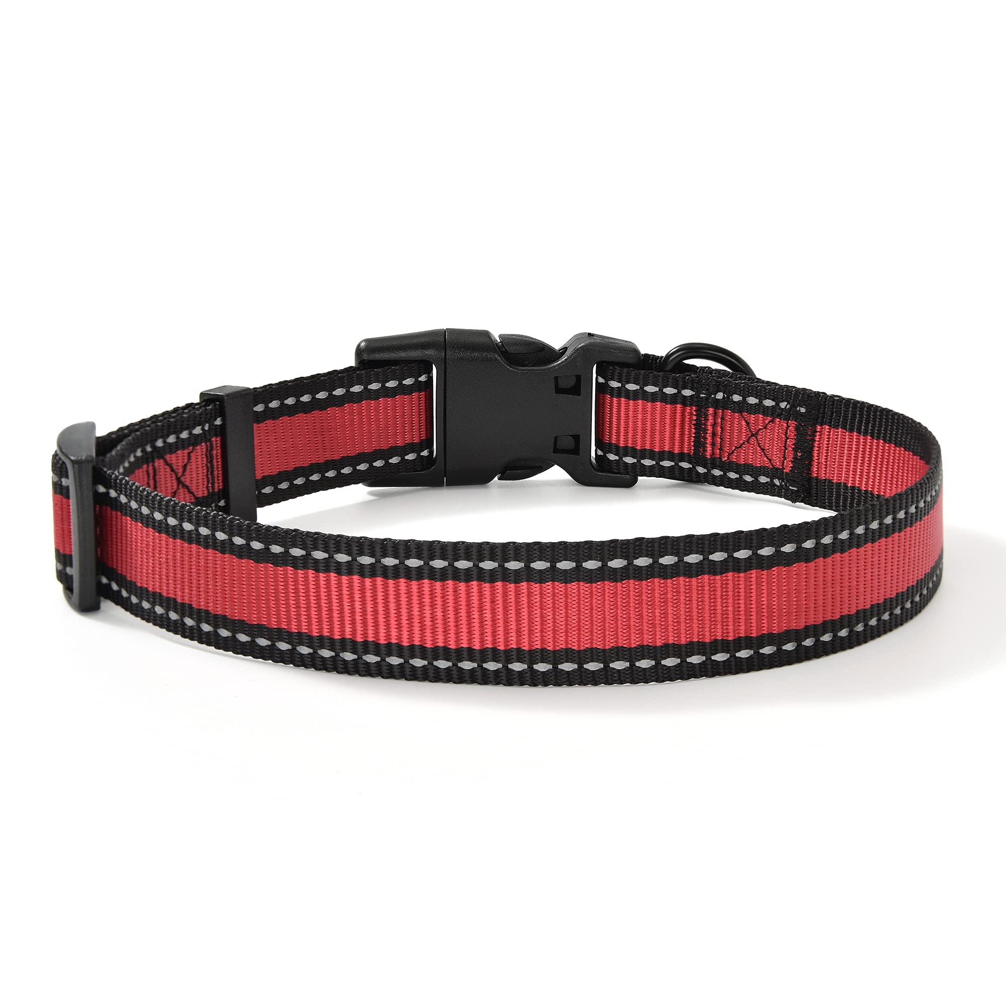 Mile High Life Dog Collar | Nylon Reflective Dog Collars | Light Weight Puppy Collars | Red Dog Collars For Large Dogs (Red, Lar