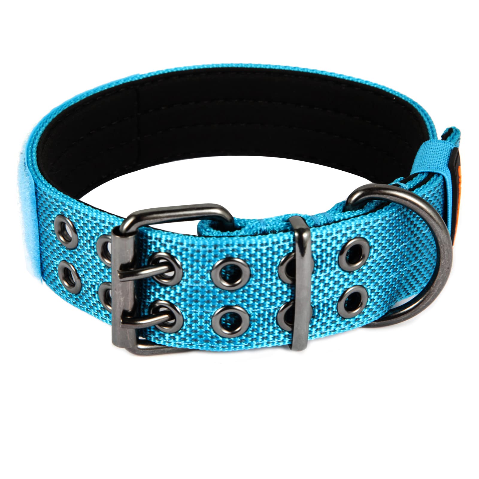 Yunleparks Tactical Collar For Medium Large Dogs, Heavy Duty Metal Buckle, Soft Neoprene Padded, Nylon Wide(X-Large, Blue)