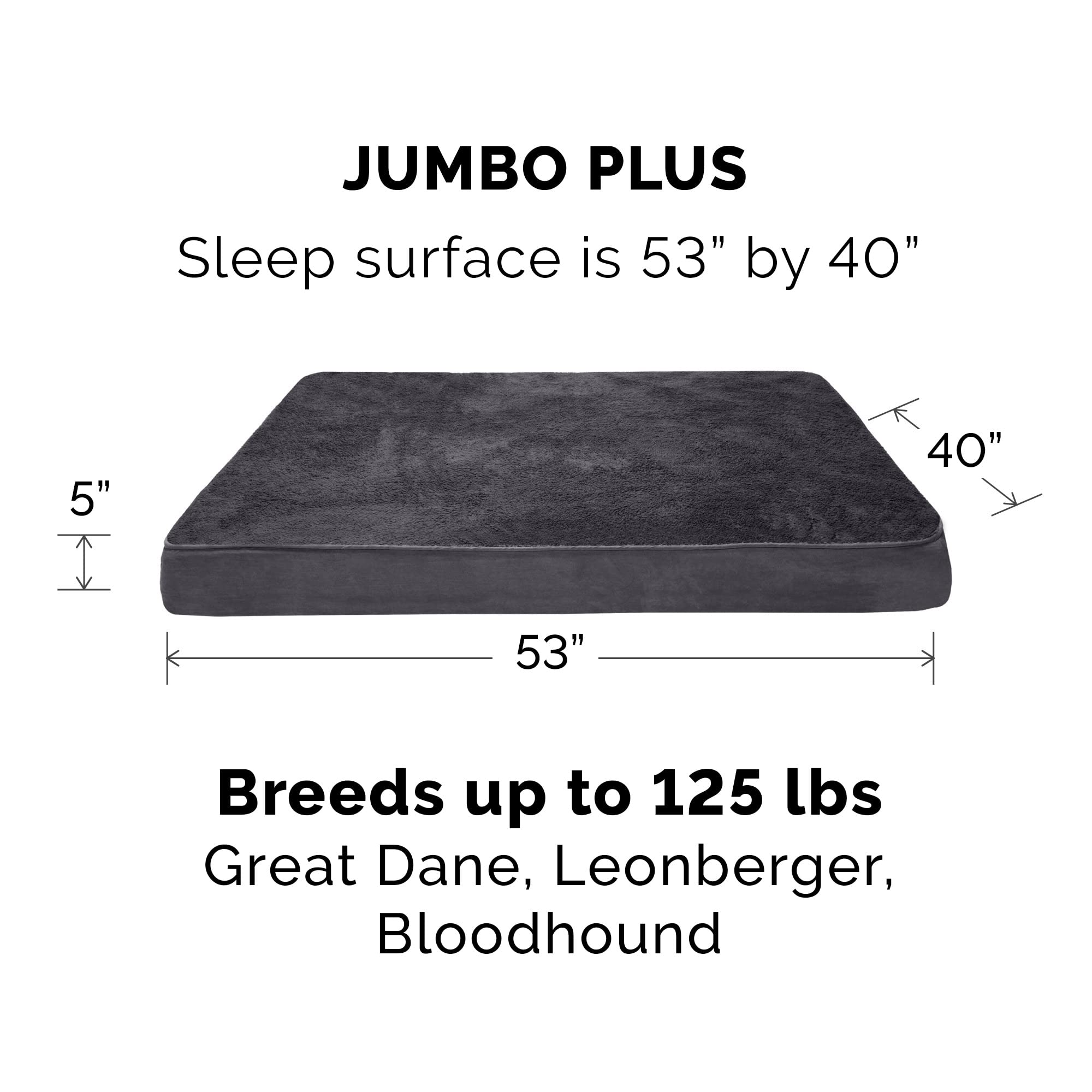 Furhaven Orthopedic Dog Bed for Large Dogs w/ Removable Washable Cover, For Dogs Up to 125 lbs - Terry & Suede Mattress - Gray,