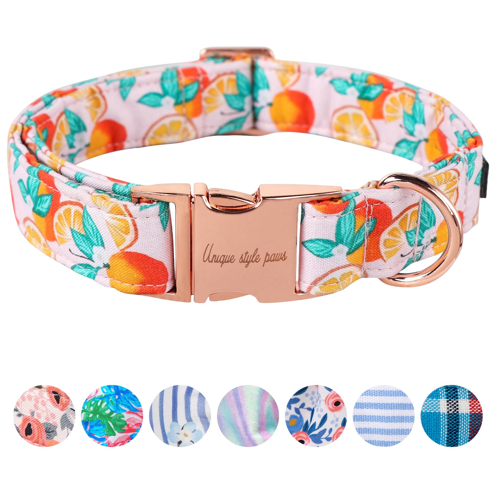 Unique Style Paws Dog Collar Metal Buckle Orange Collar Gift Durable Cute Collar For Small Medium Large Boys Girls Dogs