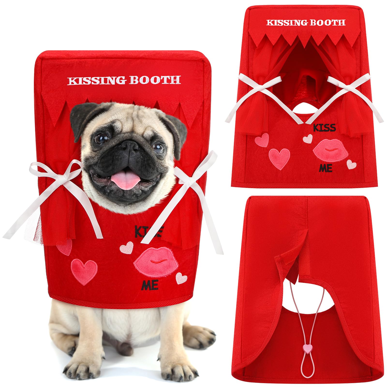 Solsew Halloween Dog Costume Kissing Booth Headpiece For Dog And Cats Cute Pup Kissing Booth Pet Headwear Costume Gift For Holid
