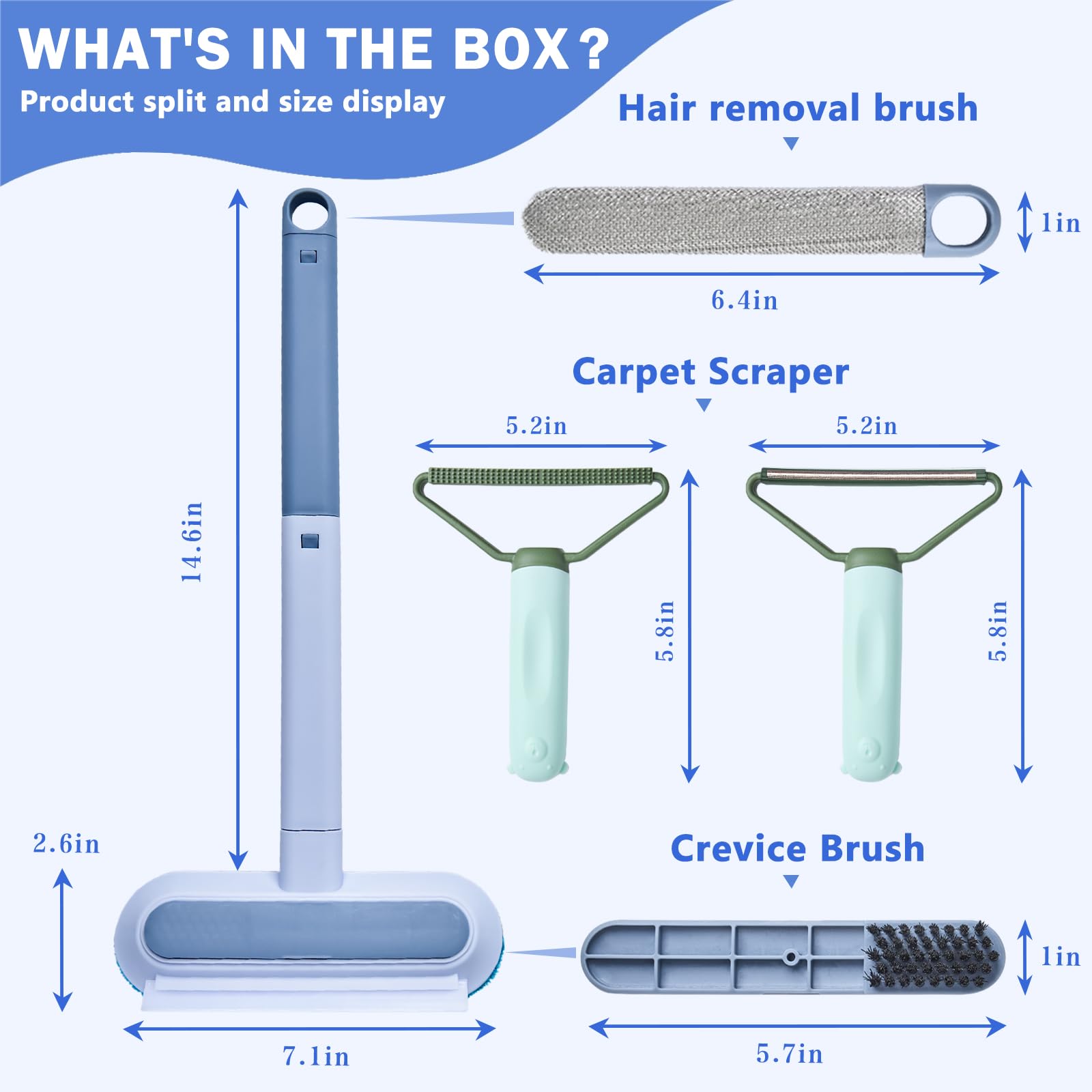 Multifunctional Pet Hair Remover,2 Pcs Carpet Scraper,4 In 1 Dog Hair Remover, Reusable Cat Hair Remover For Dog And Cat,Adjusta