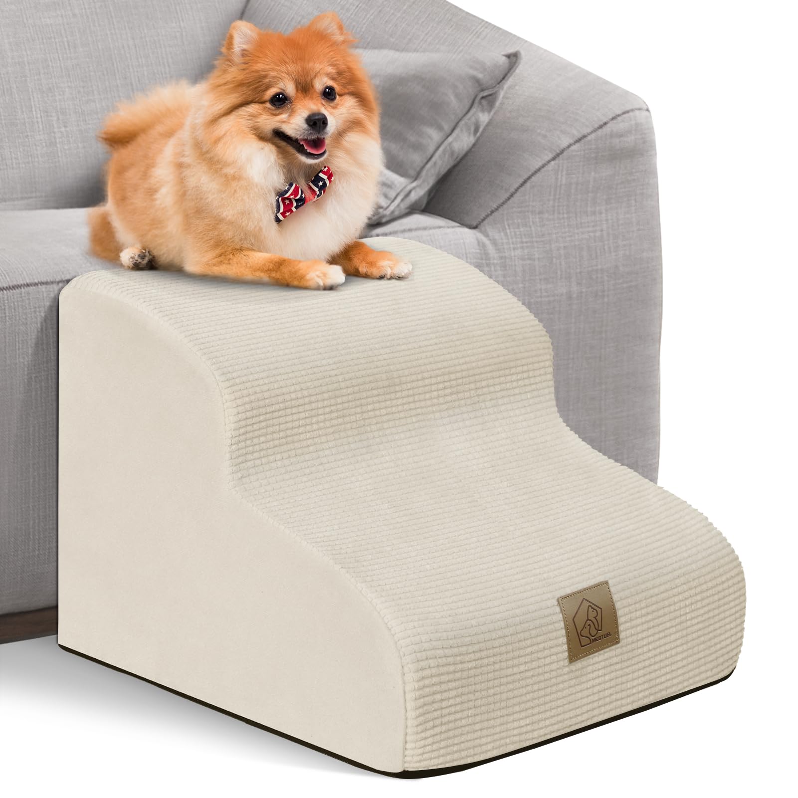 Mestuel Dog Stairs for Small Dogs Cats, Small Pet Stairs Steps, Foam 2-Tier Pet Stairs Steps for Couch Sofa, Dog Ramp Ladder Ind