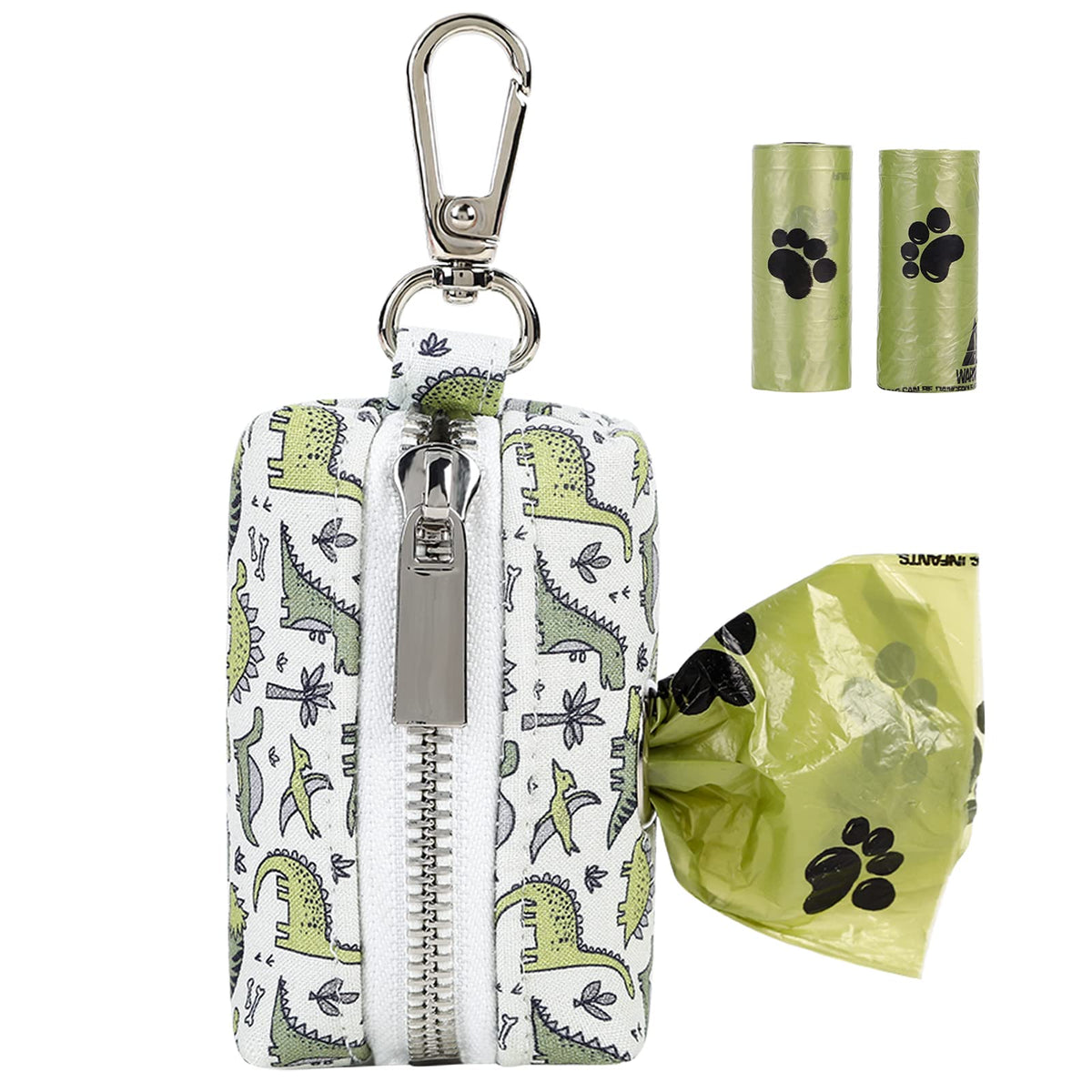 Aring Pet Dog Waste Bag Dispenser, Cotton Doggy Poop Bags Holders Attach To Any Leashes, Portable Washable Dinosaur Pet Waste Po