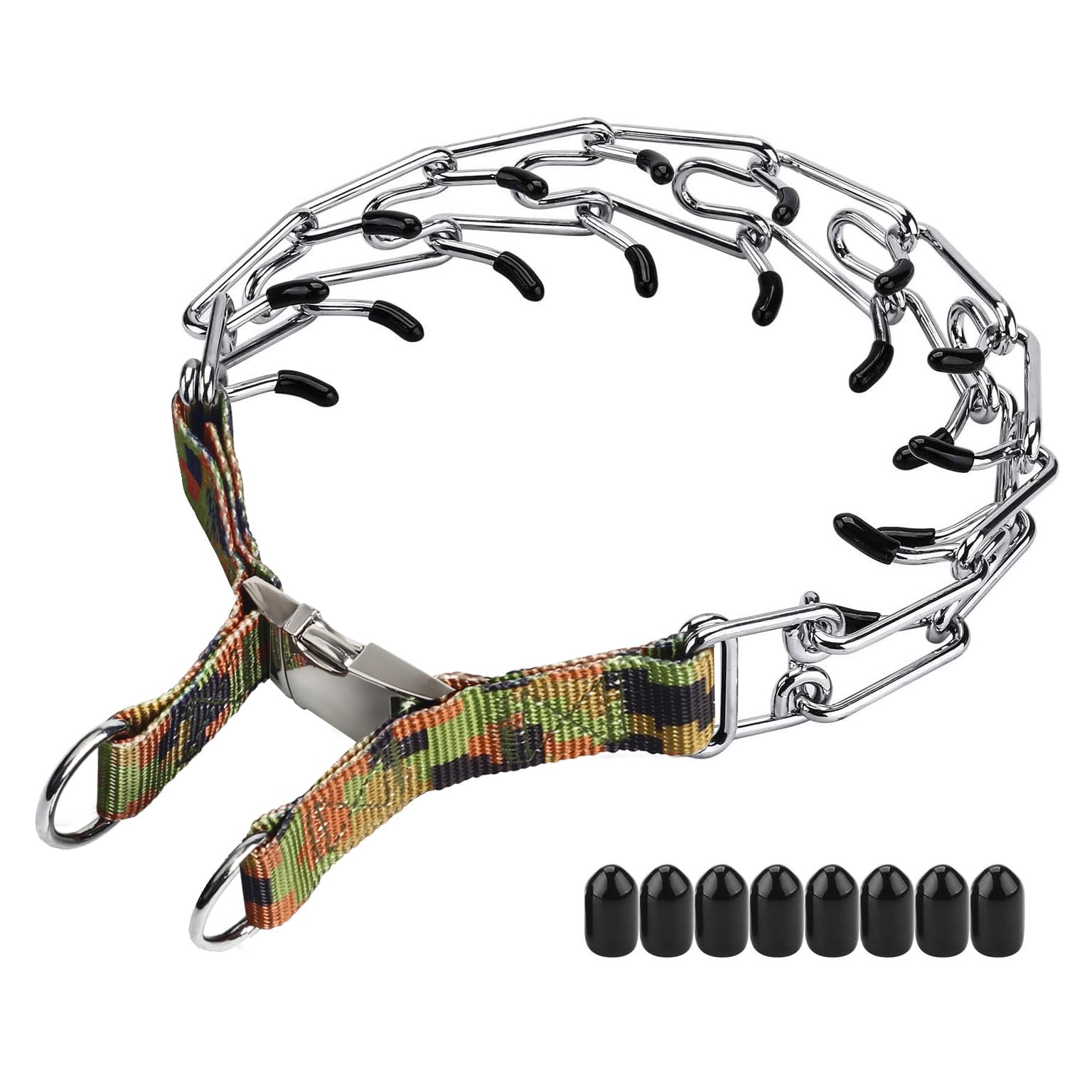 Aheasoun Dog Training Collar, Dog Prong Collar,High Strength Quick Release Metal Buckle,Comfort Rubber Tips,for Medium Dogs(3.0m