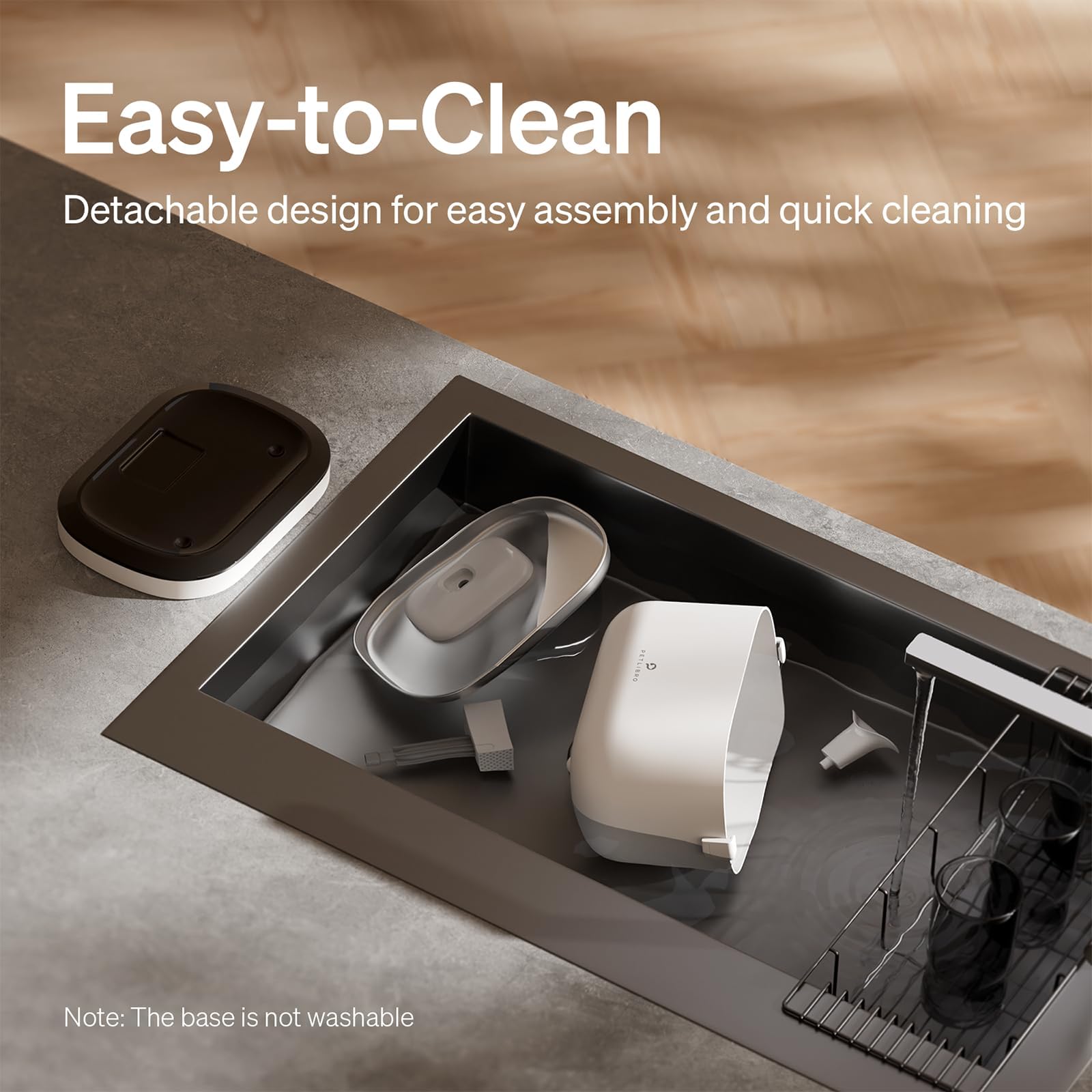 PETLIBRO Cordless Cat Water Fountain, 2.5L Rechargeable Wireless Dispenser, Quiet Pump, Stainless Steel Tray, BPA-Free, White