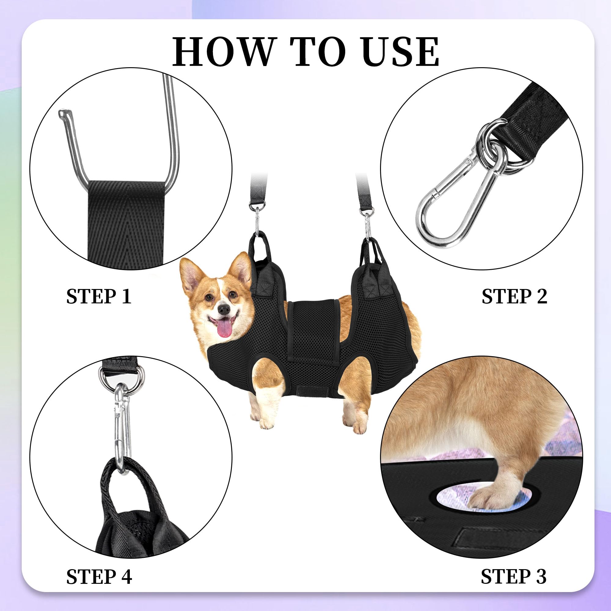 Patiencet Dog Grooming Hammock For Small Dogs Pet Hammock For Nail Trimming Dog Sling For Nail Clipping Dog Hanging Harness (Bla