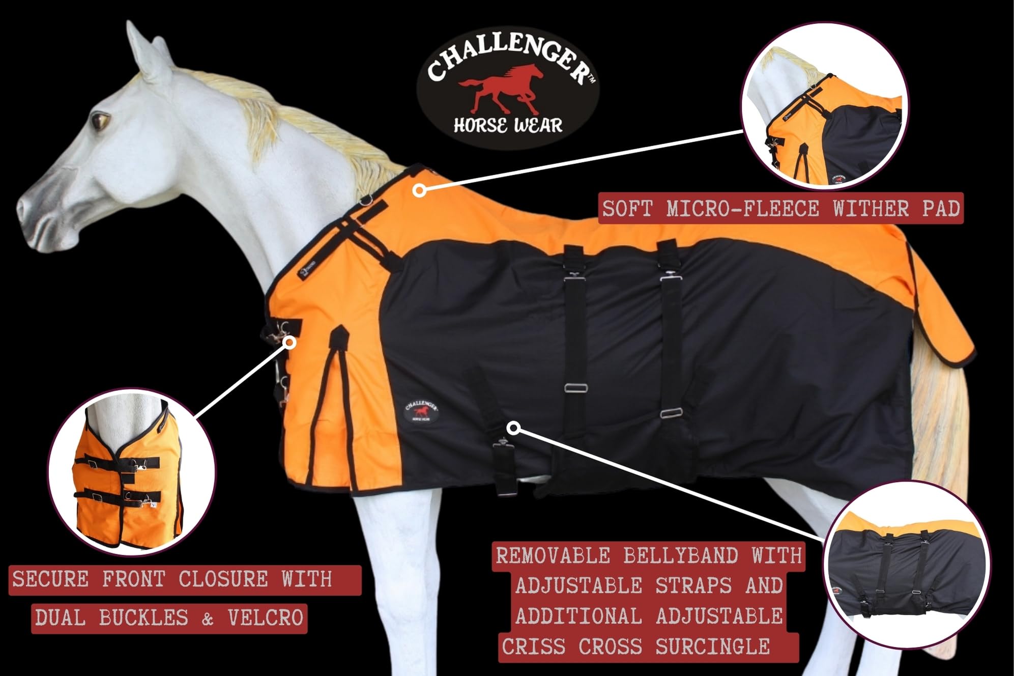 CHALLENGER 72 1200D Turnout Waterproof Fleece Lined Medium Winter Blanket Sheet 382LG