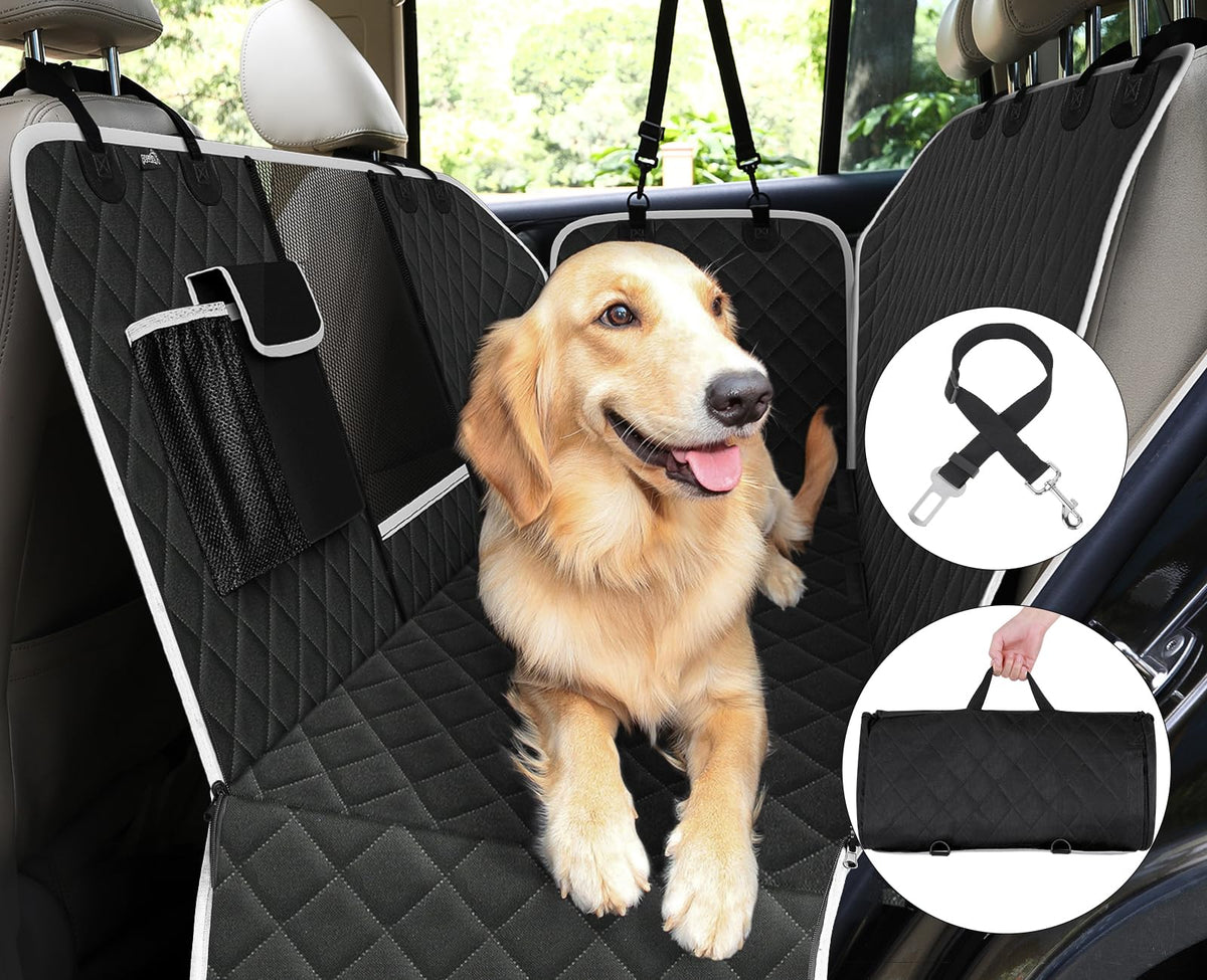 Pecute Back Car Seat Cover, Waterproof Washable Dog Seat Hammock With Dog Belt, Viewing Window, Storage Pocket, Scratchproof Nonslip Bench Car Seat Cover Protector For Car Suv Trucks