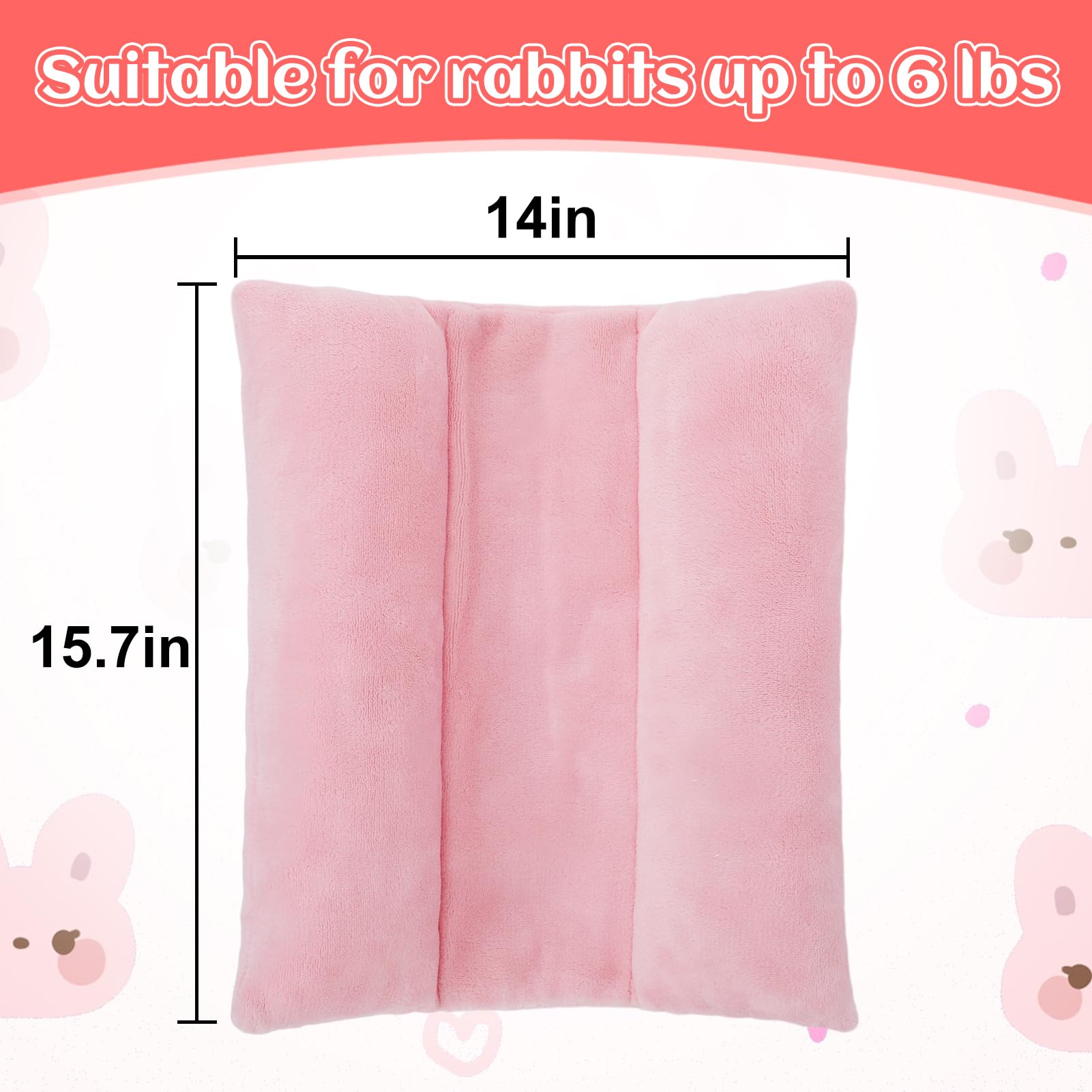 Mewtogo 15.7 X 14In Rabbit Bed, Thickened Soft Bunny Bed, Cuddle Cushion Plush Mat With Cotton Lounger Pillows, Small Pet Flop M
